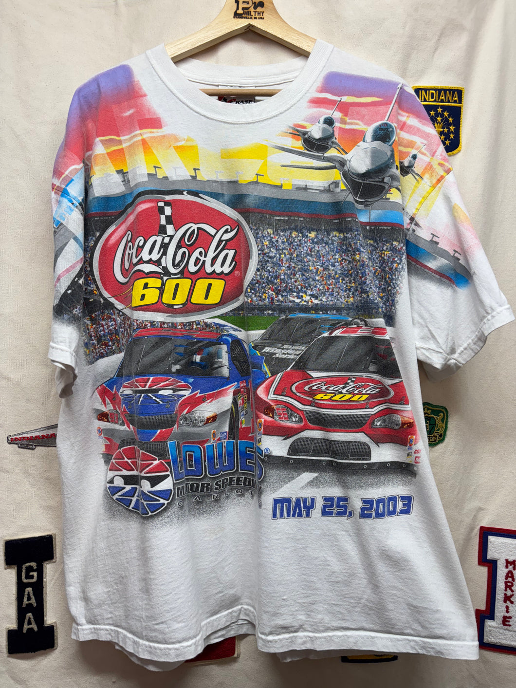 Vintage Coca-Cola 600 NASCAR All Over Print Charlotte 2003 T-Shirt: XL