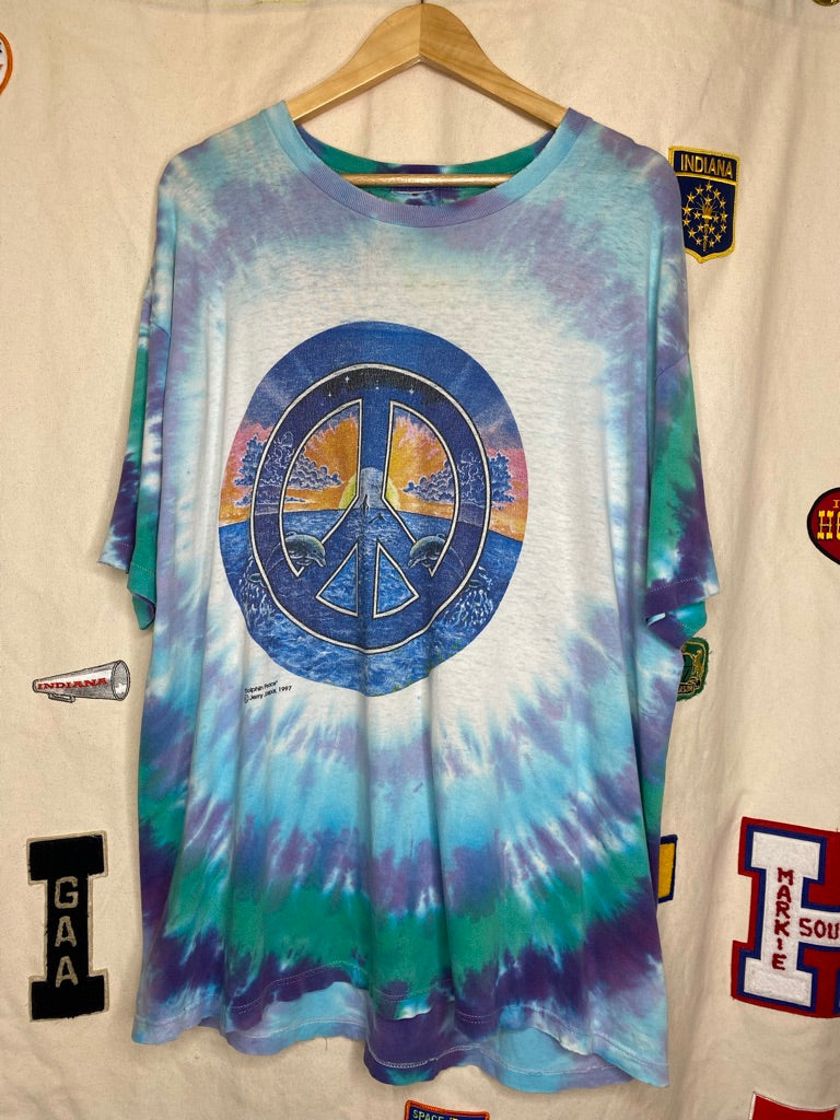 Vintage Jerry Jaspar Dolphin Peace Tie Dye T-Shirt: XL