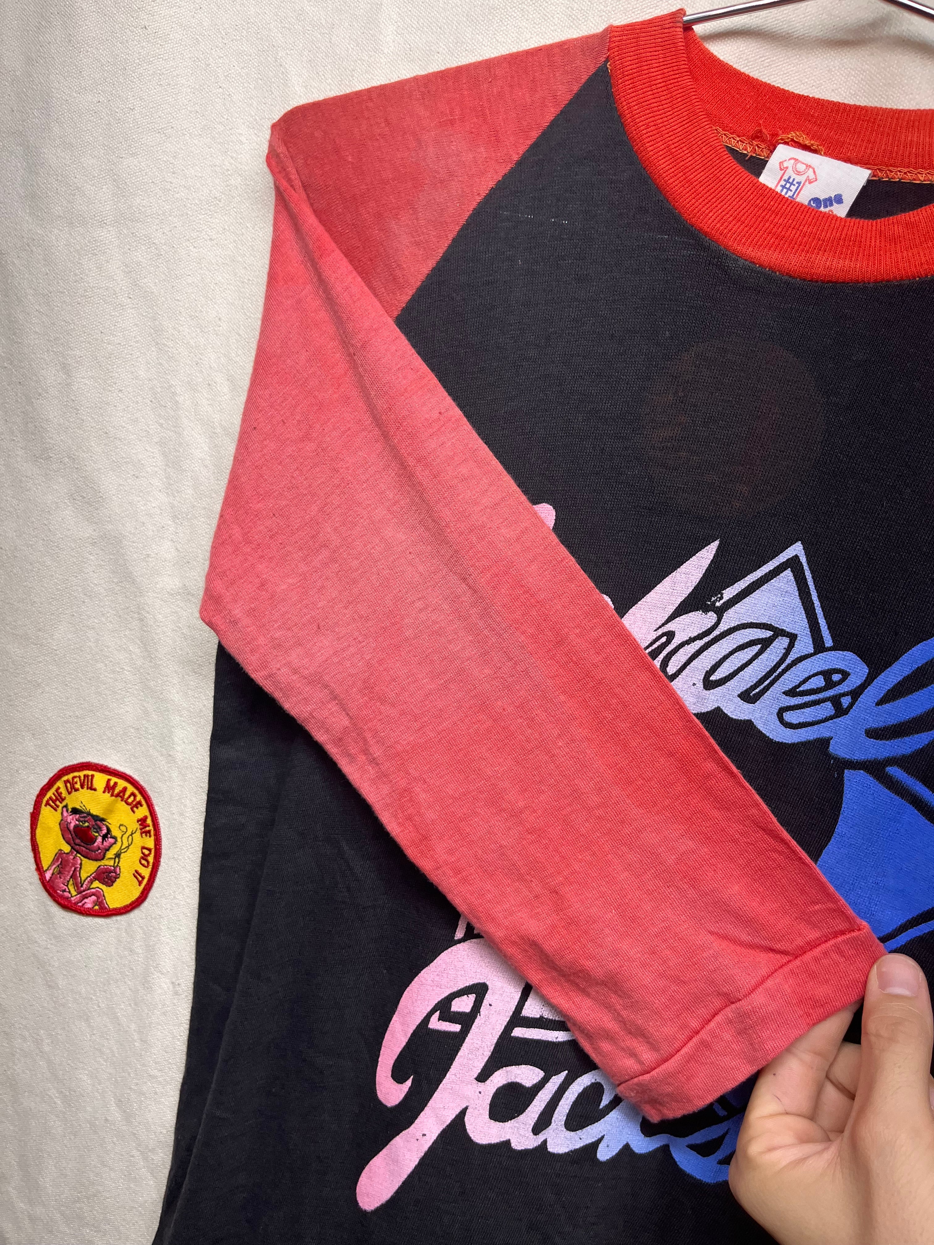 Vintage Michael Jackson 80’s Raglan Boot Black Red Concert T-Shirt: Medium