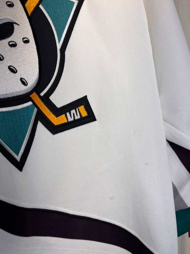 Vintage Anaheim Mighty Ducks White 90's CCM Hockey Jersey: Medium