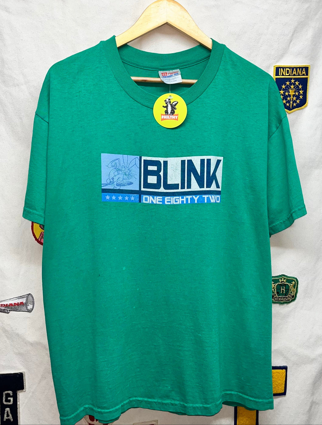 Vtg Blink 182 Punk Rock Band Shirt Green Large