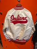 Vintage Indiana University IU Hoosiers White Script Satin Jacket Snap Jacket: XL