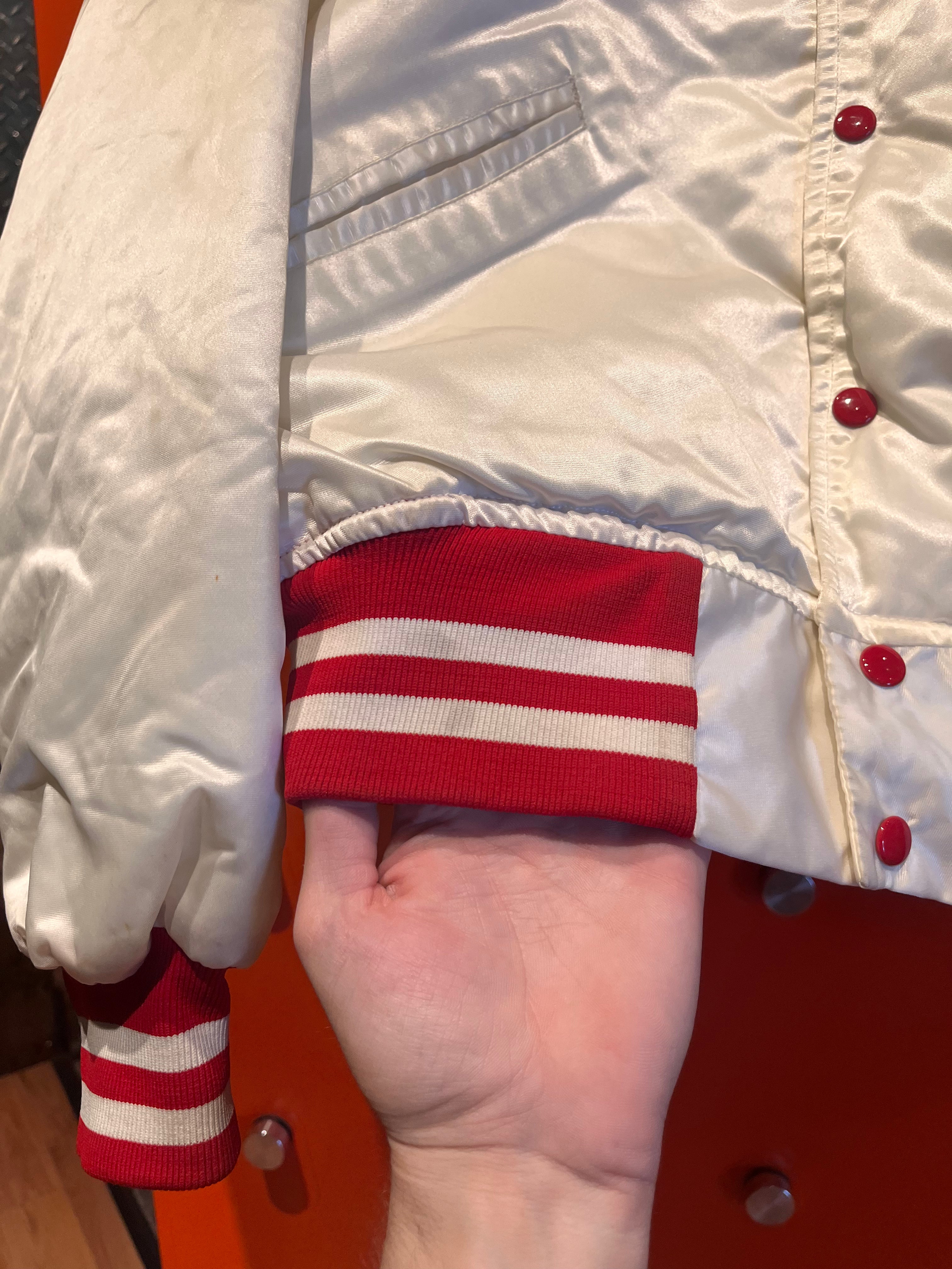 Vintage Indiana University IU Hoosiers White Script Satin Jacket Snap Jacket: XL