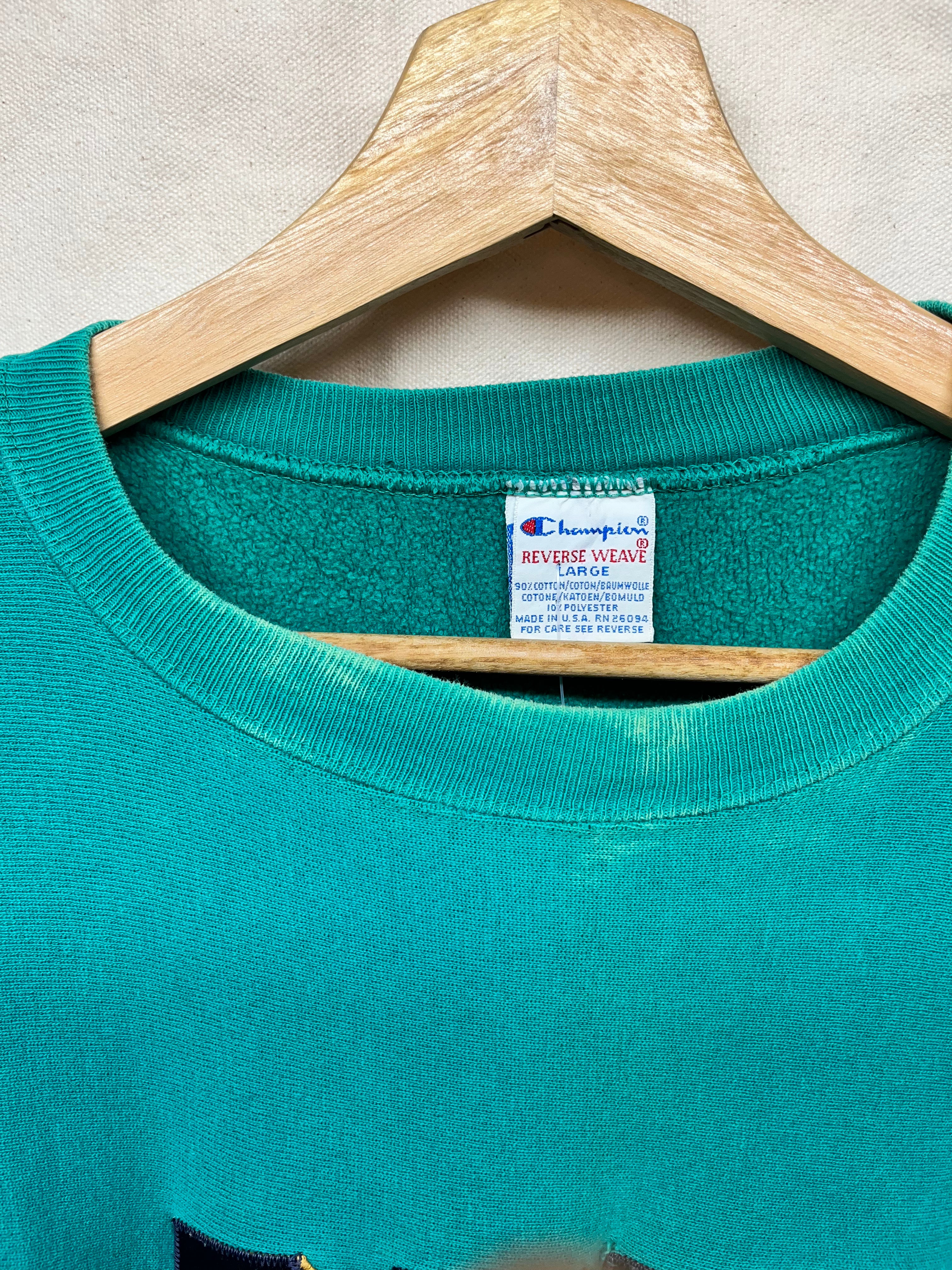 Vintage University of Notre Dame Fighting Irish 90’s Teal Champion Reverse Weave Crewneck Sweatshirt: Large