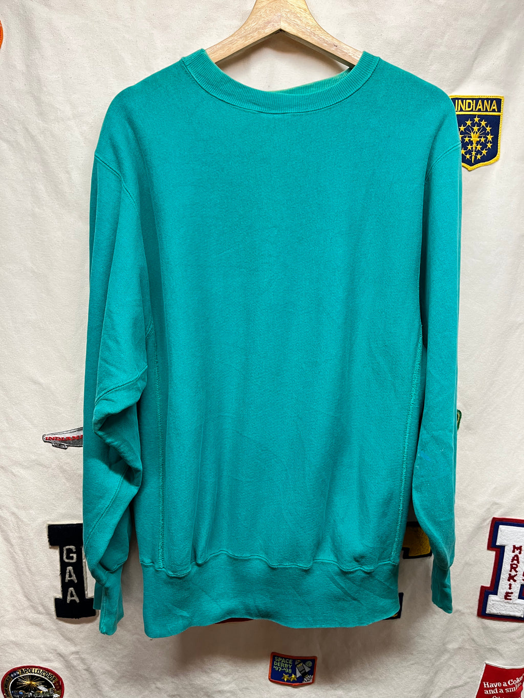 Vintage University of Notre Dame Fighting Irish 90’s Teal Champion Reverse Weave Crewneck Sweatshirt: Large