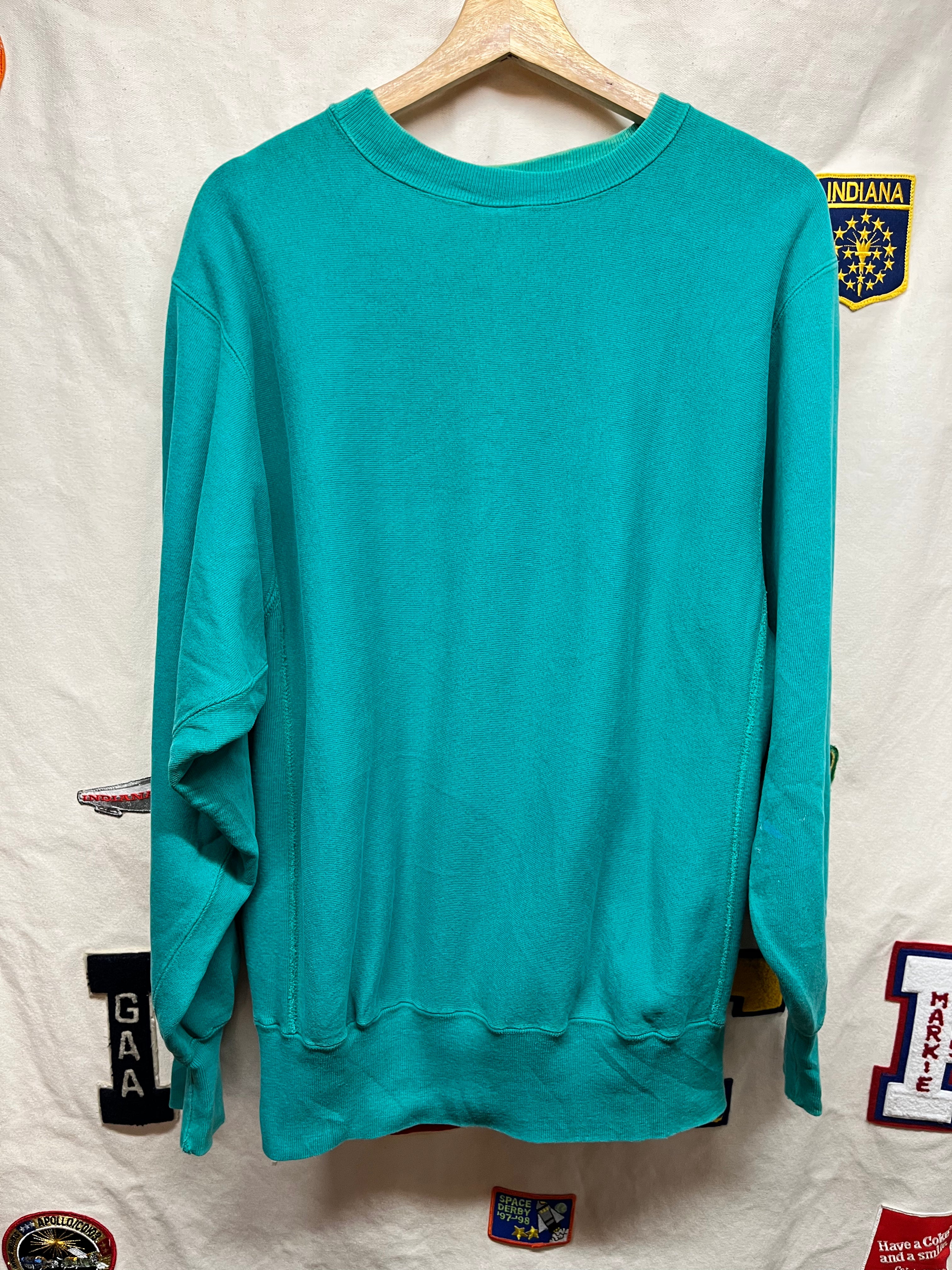 Vintage University of Notre Dame Fighting Irish 90’s Teal Champion Reverse Weave Crewneck Sweatshirt: Large