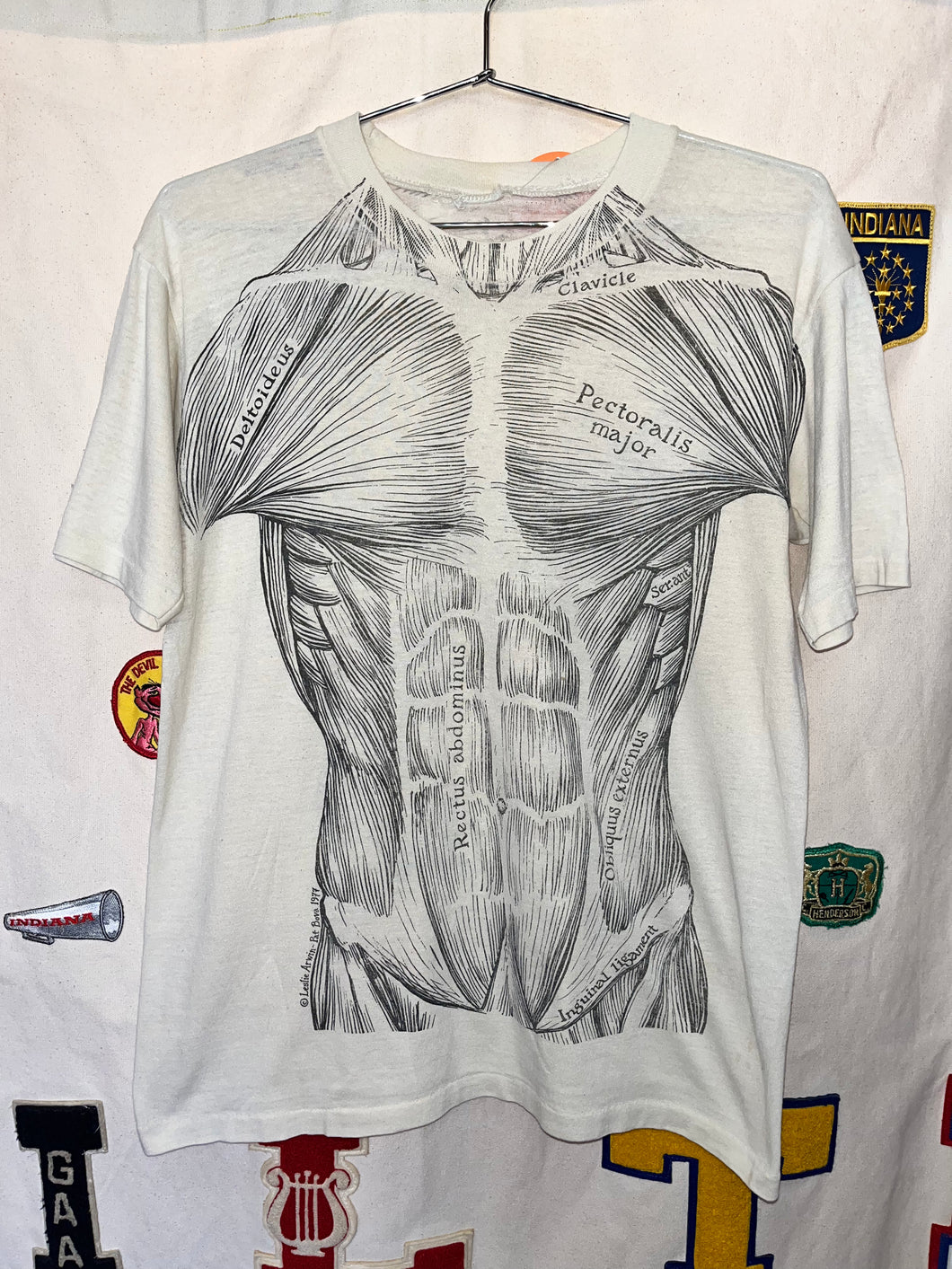 Vintage Muscle Anatomy All Over Print Leslie Arwin Pat Bova 1997 T-Shirt: Large
