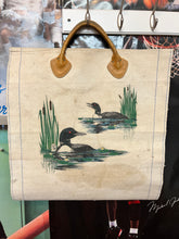 Load image into Gallery viewer, Vintage LL Bean Loon Print Canvas Log Carrier
