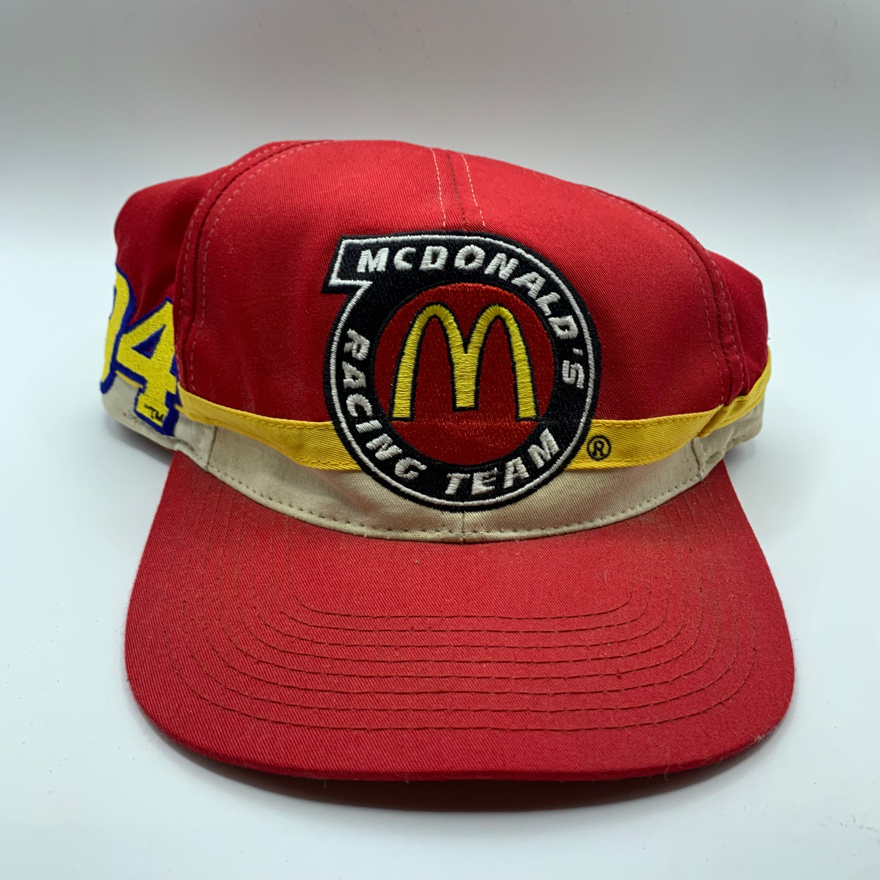 Vintage McDonalds Racing Team Bill Elliot Nascar Colorblock Checkered Flag Sports Snapback hat