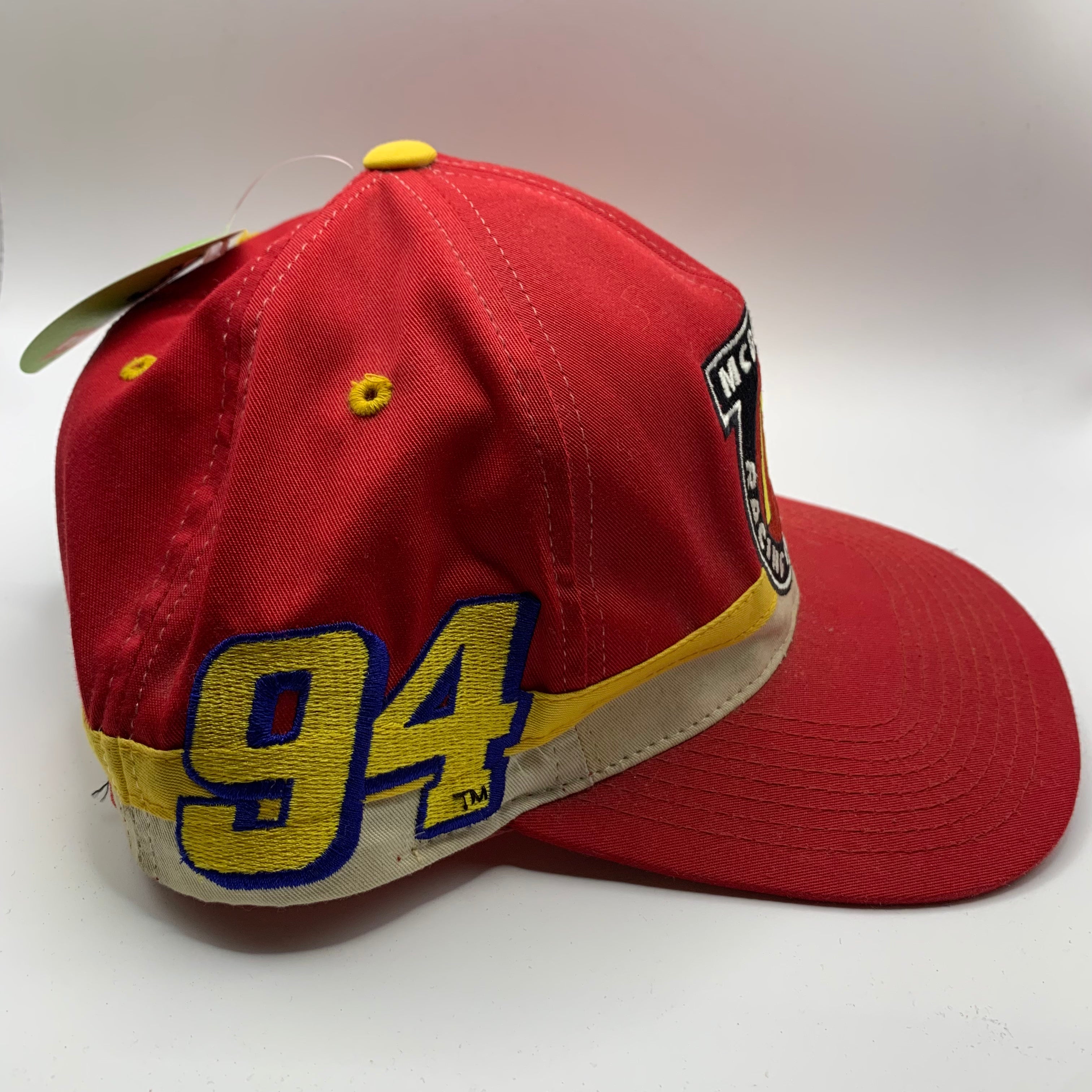 Vintage McDonalds Racing Team Bill Elliot Nascar Colorblock Checkered Flag Sports Snapback hat