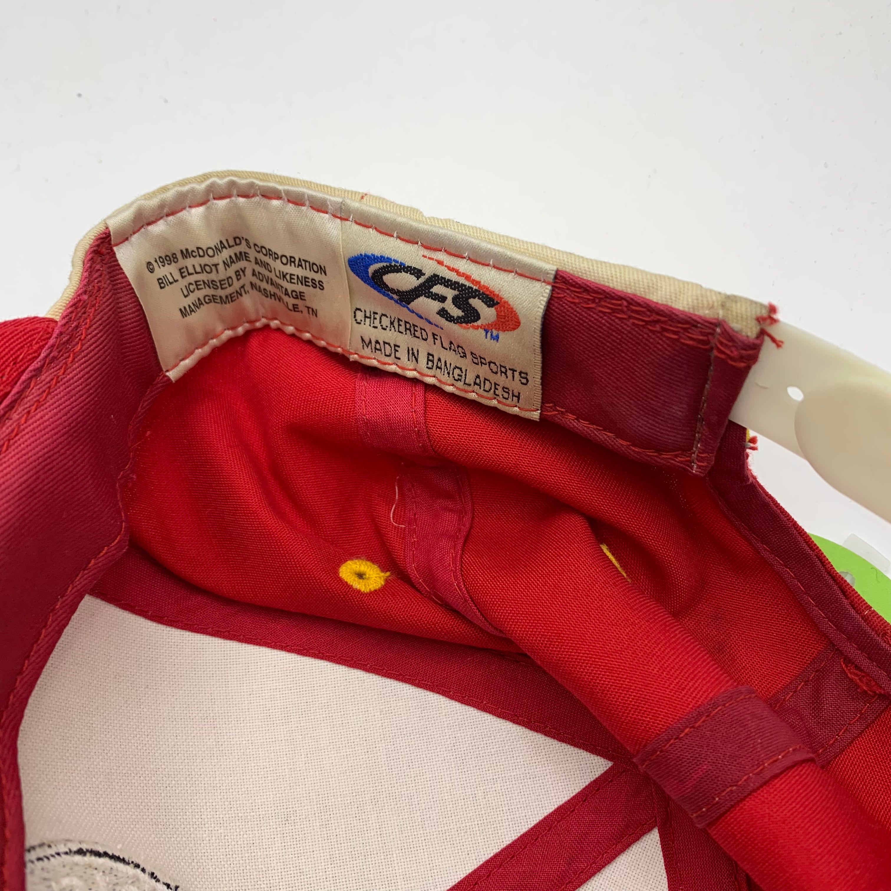 Vintage McDonalds Racing Team Bill Elliot Nascar Colorblock Checkered Flag Sports Snapback hat