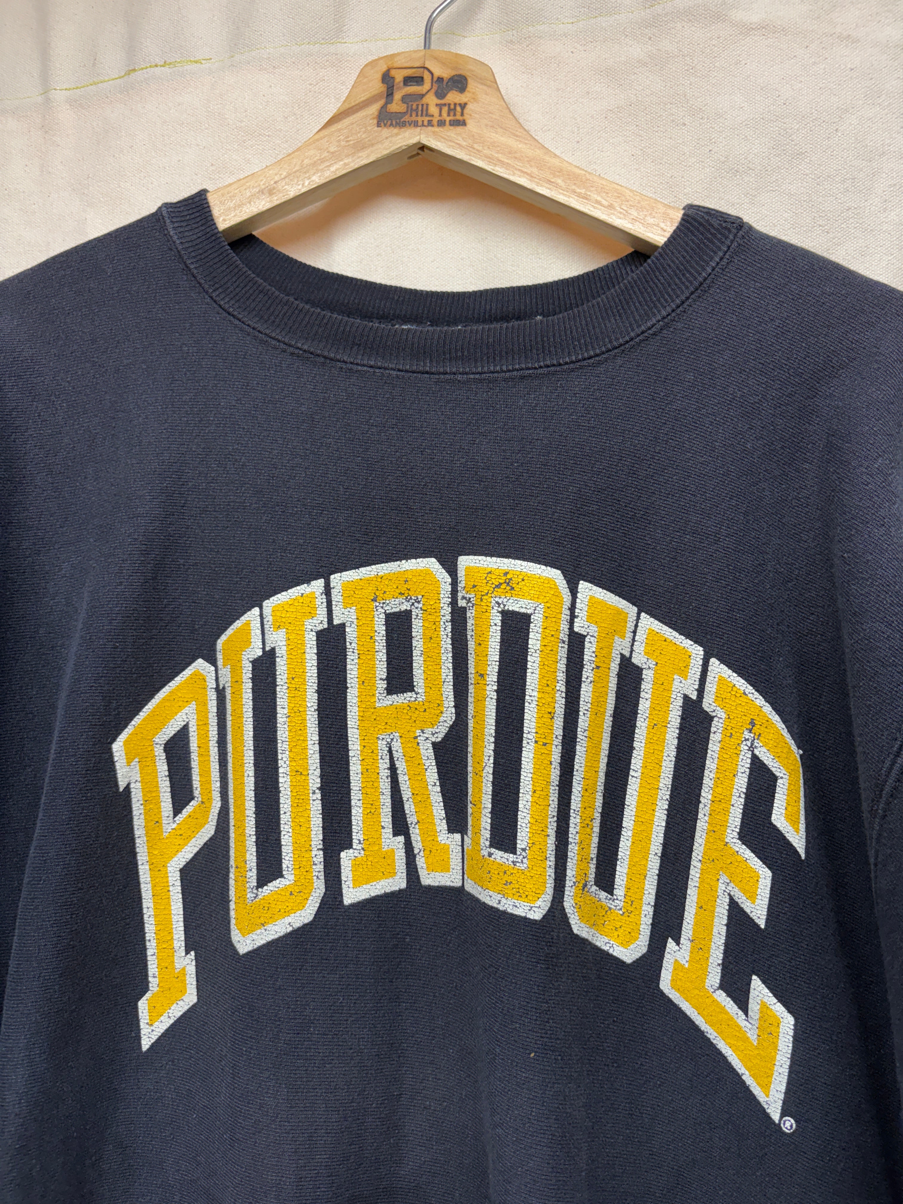 Vtg Purdue Champion Reverse Weave Crewneck Sweatshirt: XL