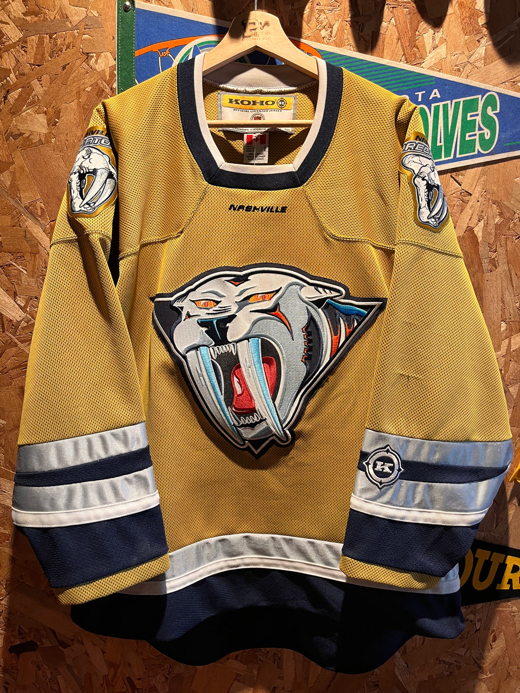 Vintage Nashville Predators NHL KOHO Mustard Hockey Jersey: Large