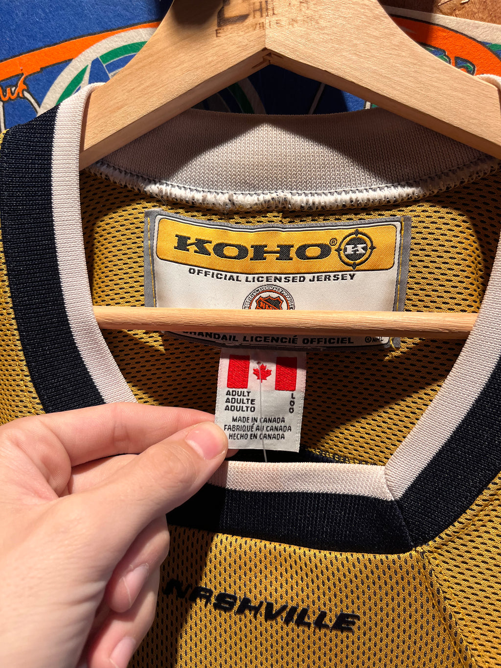 Vintage Nashville Predators NHL KOHO Mustard Hockey Jersey: Large