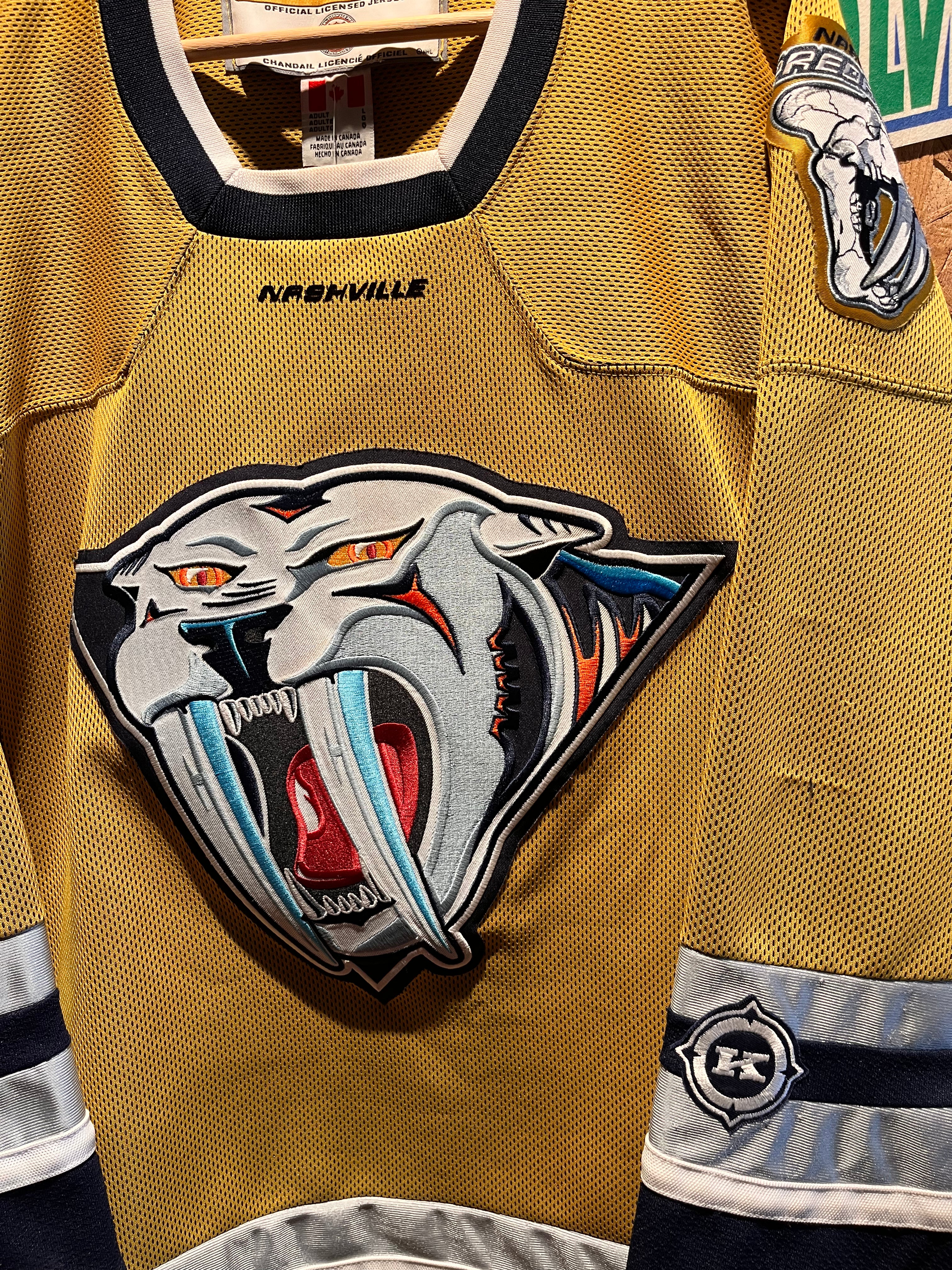 Vintage Nashville Predators NHL KOHO Mustard Hockey Jersey: Large