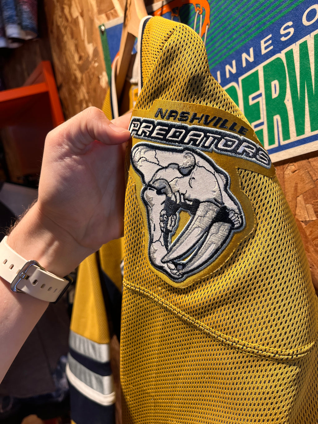Vintage Nashville Predators NHL KOHO Mustard Hockey Jersey: Large