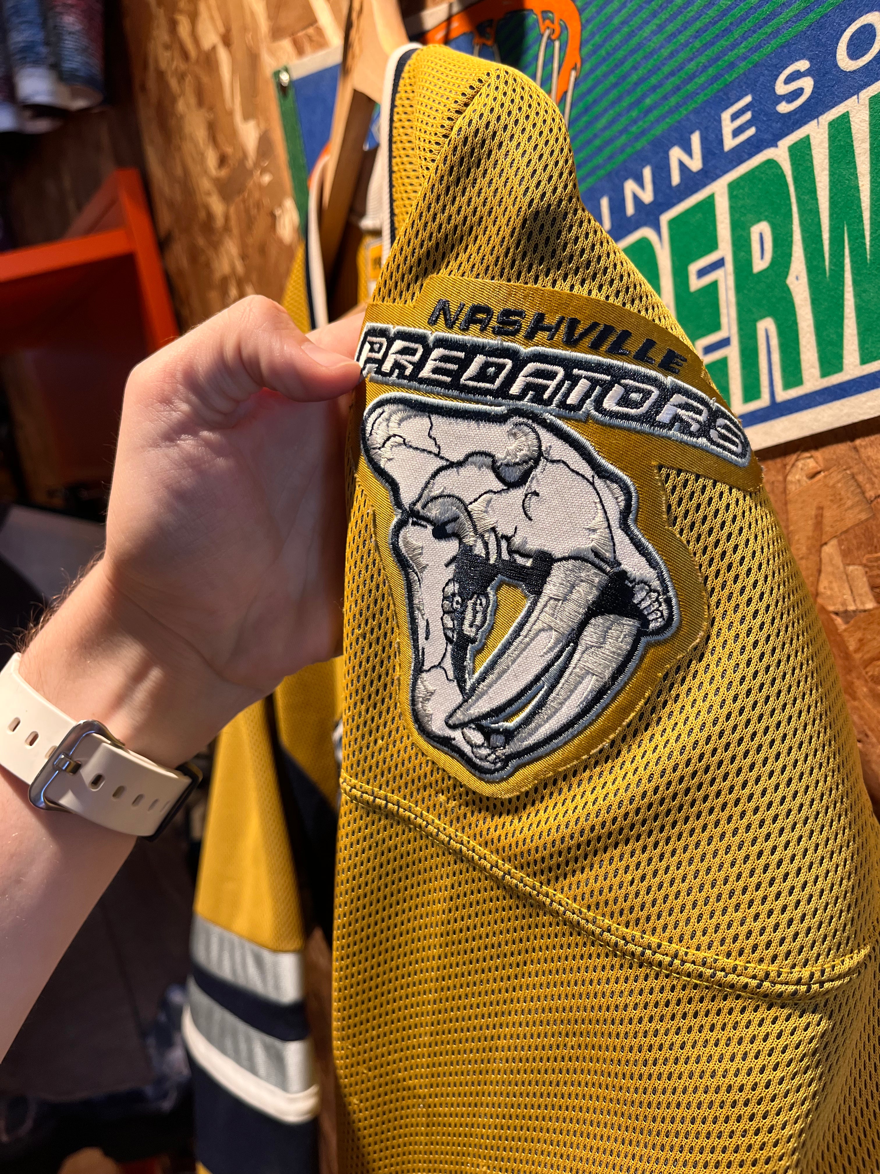 Vintage Nashville Predators NHL KOHO Mustard Hockey Jersey: Large