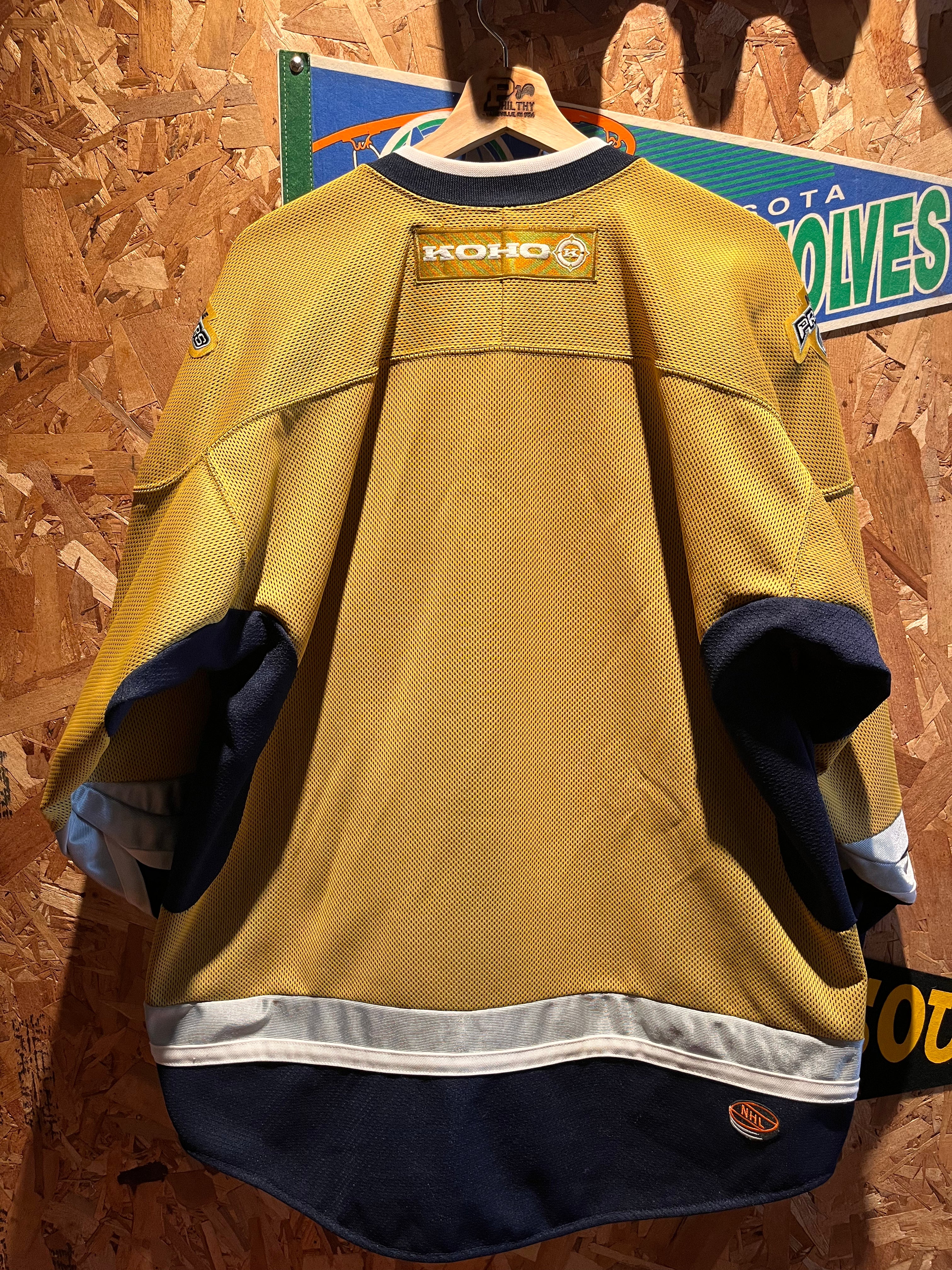 Vintage Nashville Predators NHL KOHO Mustard Hockey Jersey: Large