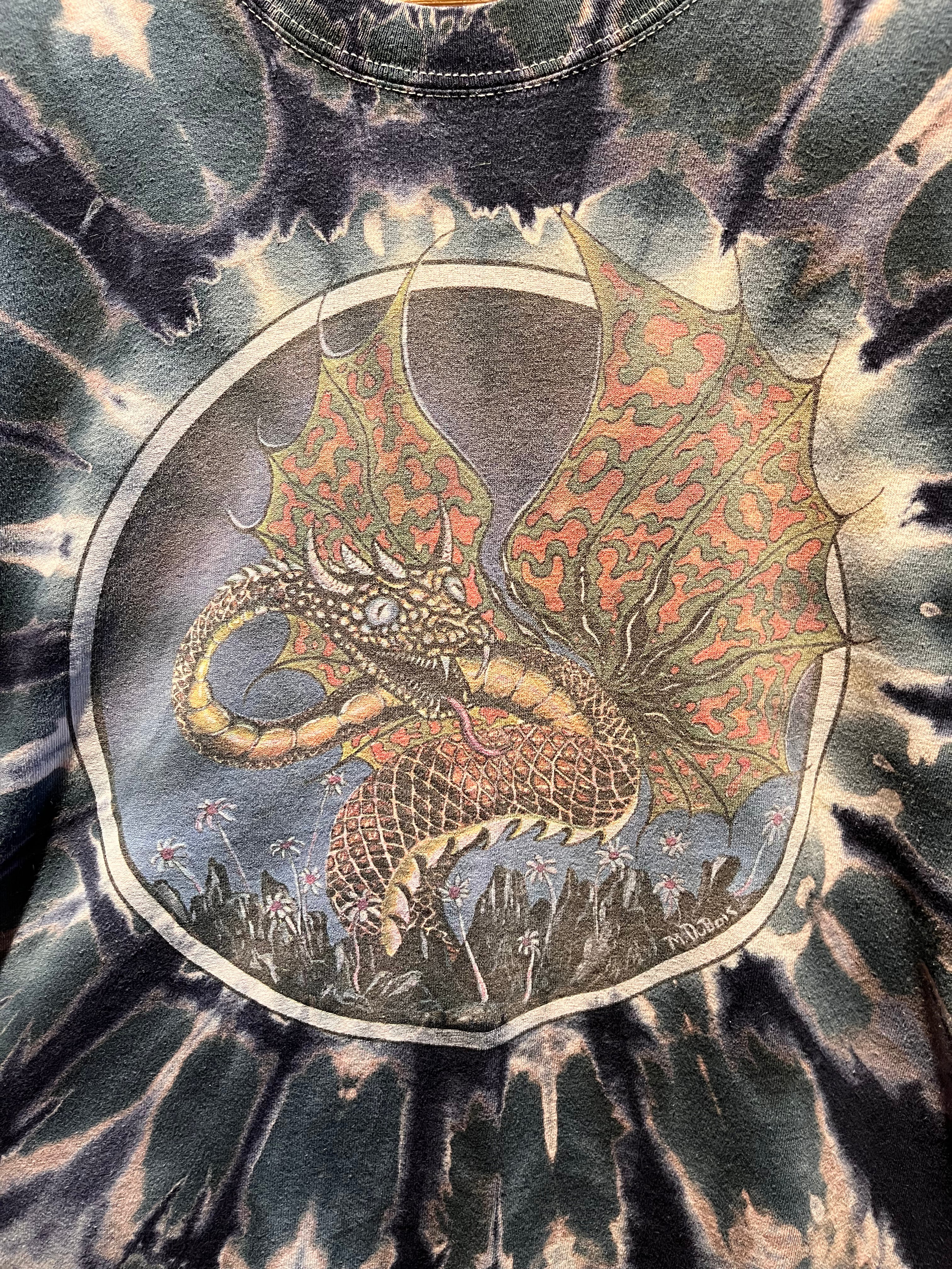 Vintage M. Dubois Tie Dye Dragon Graphic T-Shirt: Large