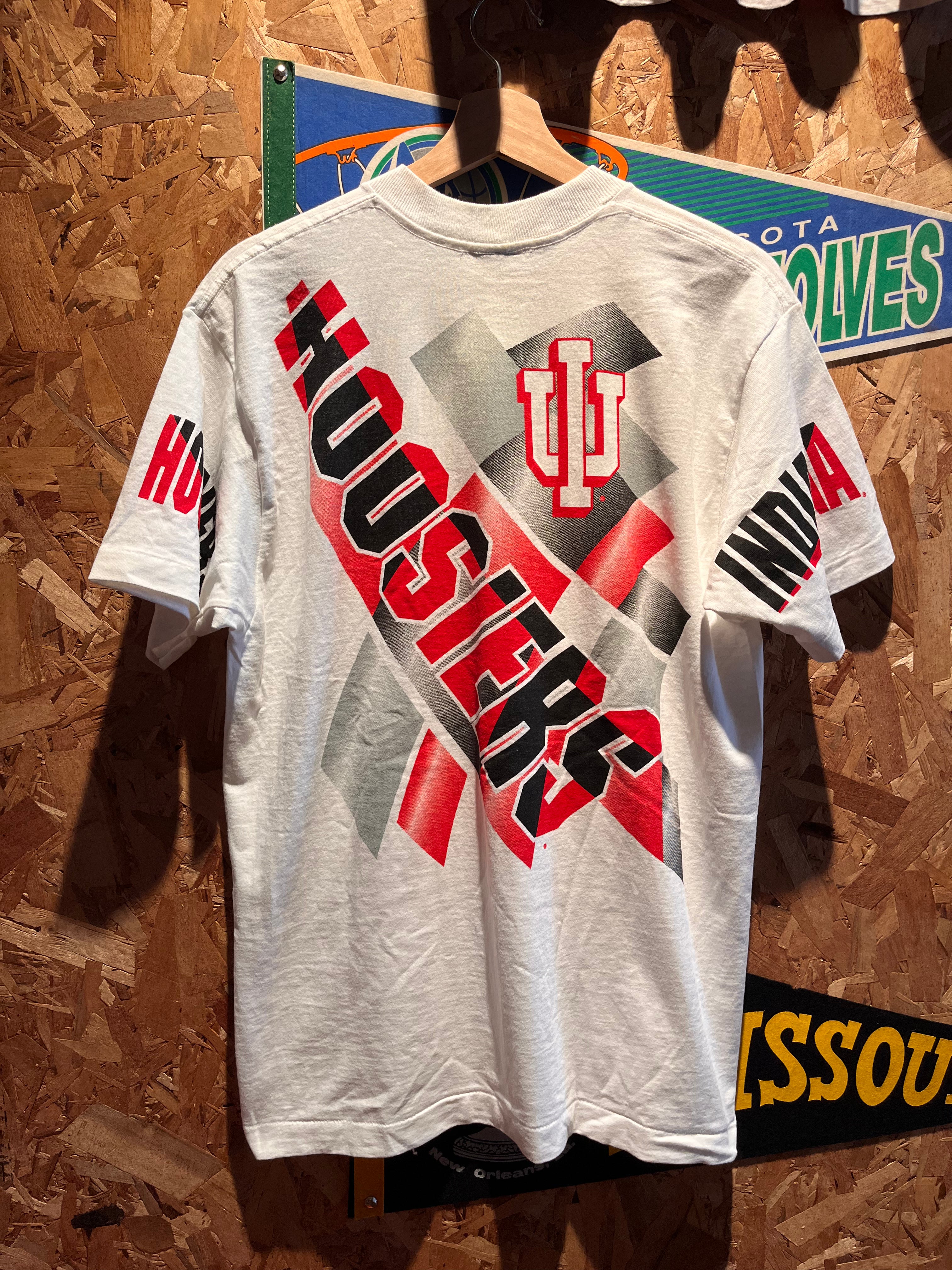 Vintage Indiana University IU Hoosiers All Over Print Salem T-Shirt: Youth XL