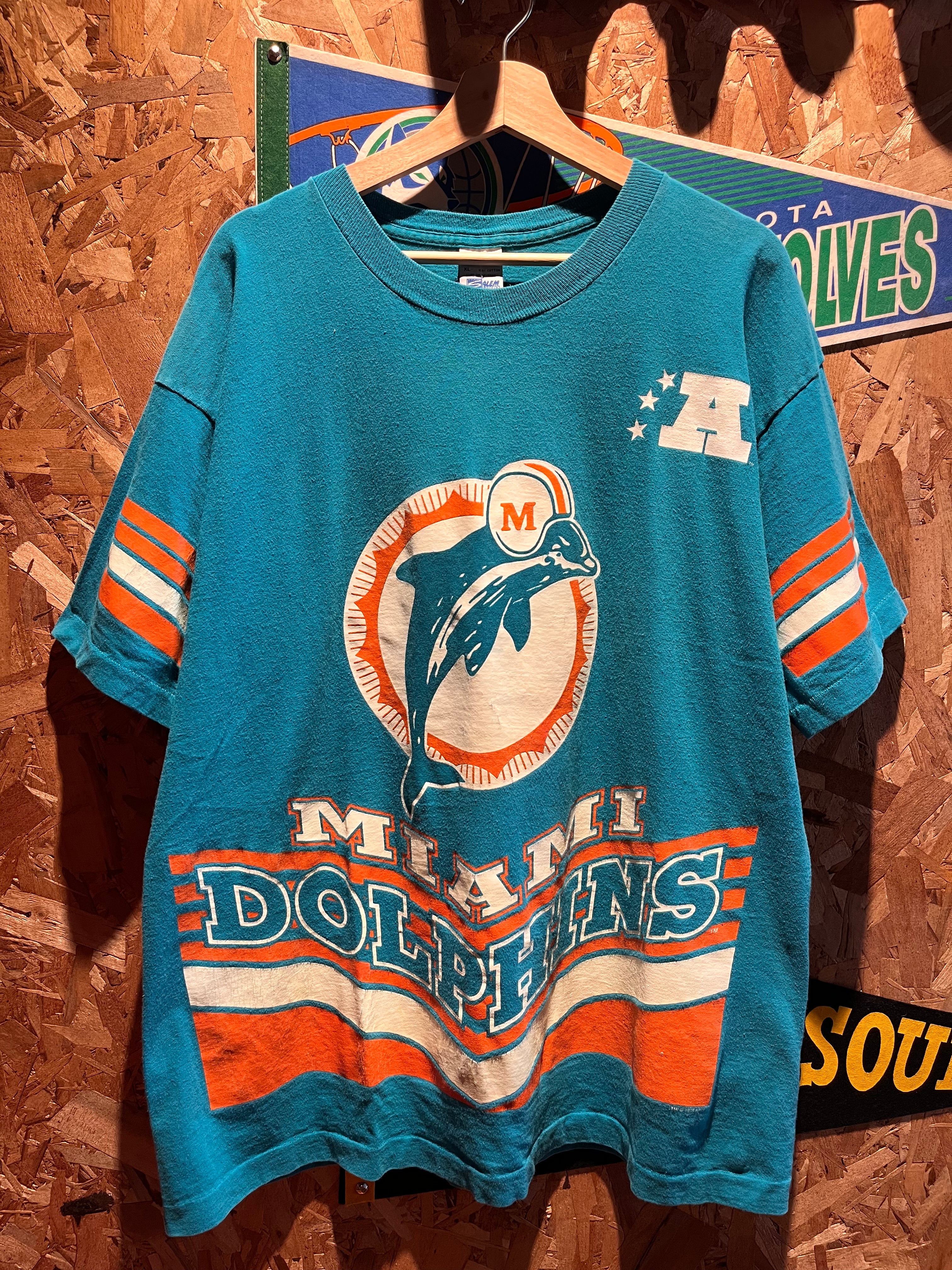 Vintage Miami Dolphins All Over Print Salem T-Shirt: XL