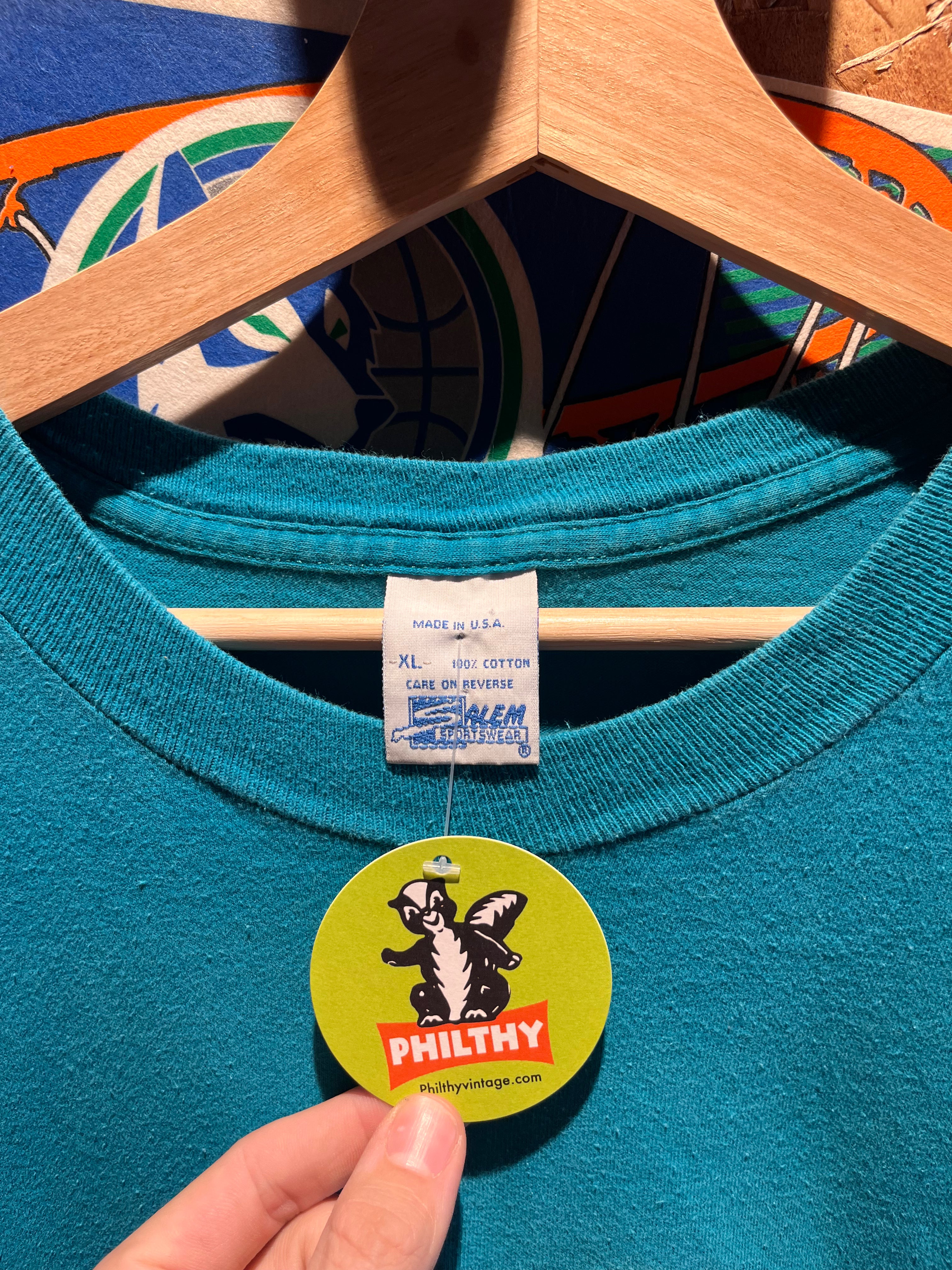 Vintage Miami Dolphins All Over Print Salem T-Shirt: XL