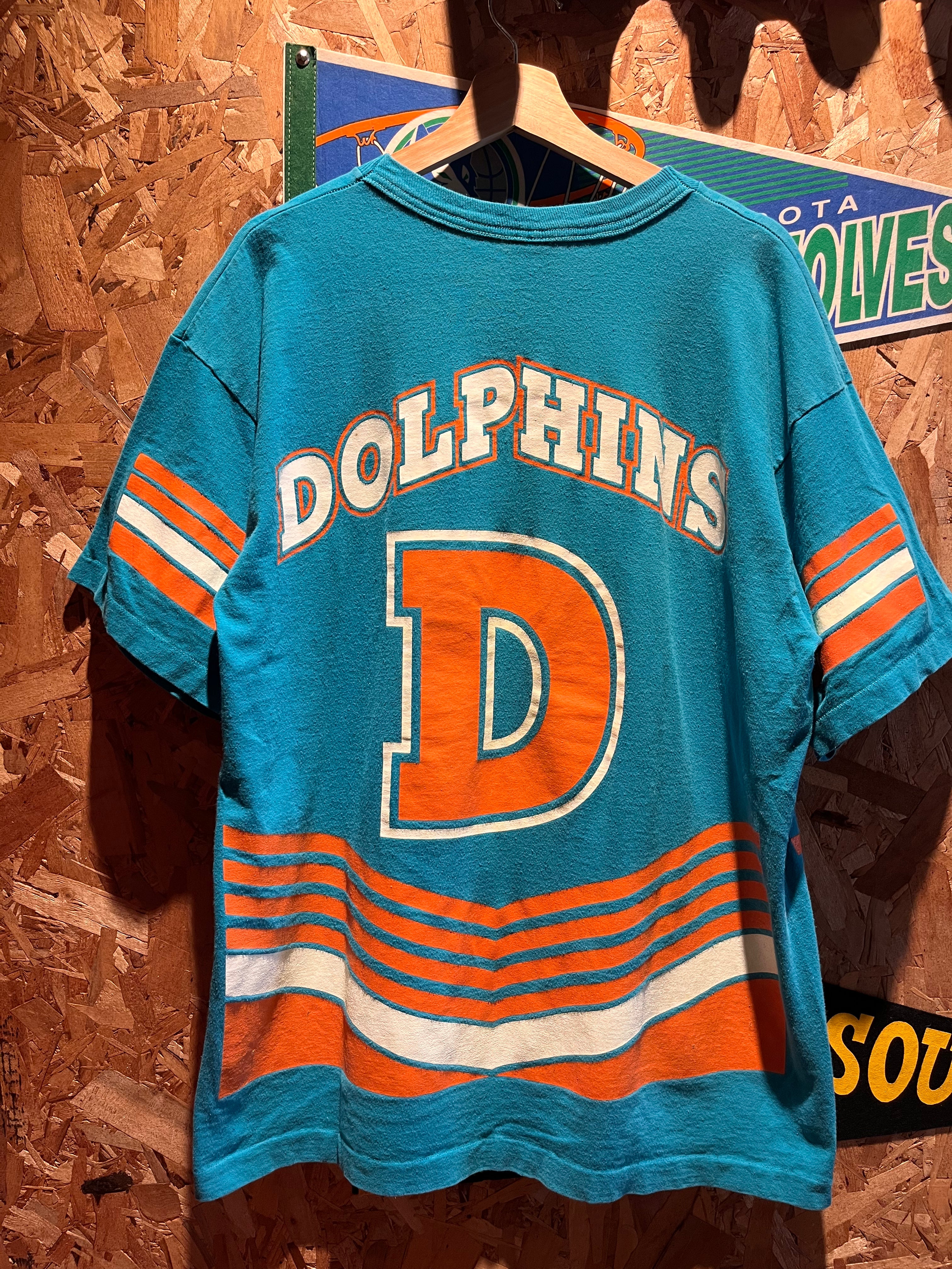 Vintage Miami Dolphins All Over Print Salem T-Shirt: XL