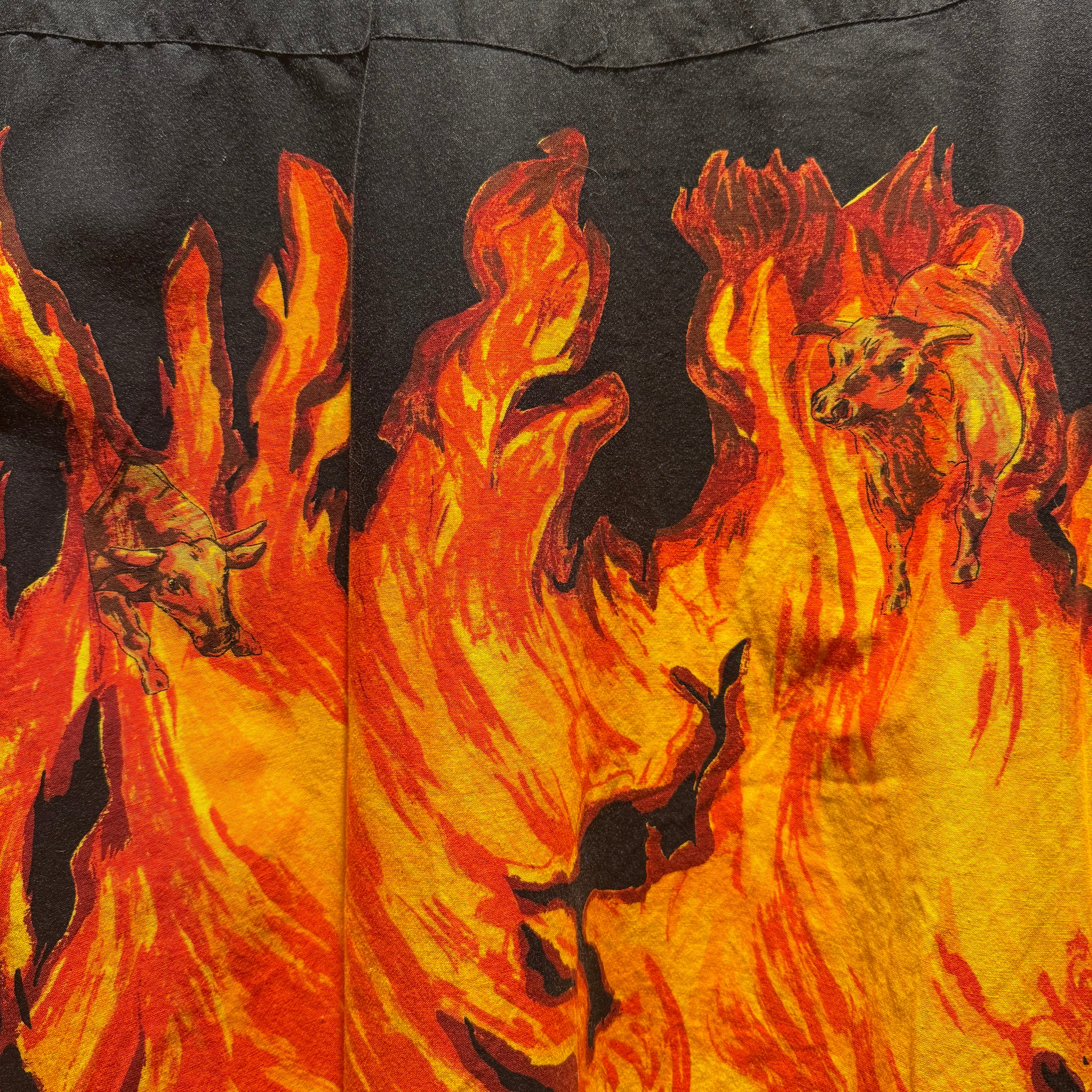 Vintage Flame All Over Graphic Western Button Shirt: XXL