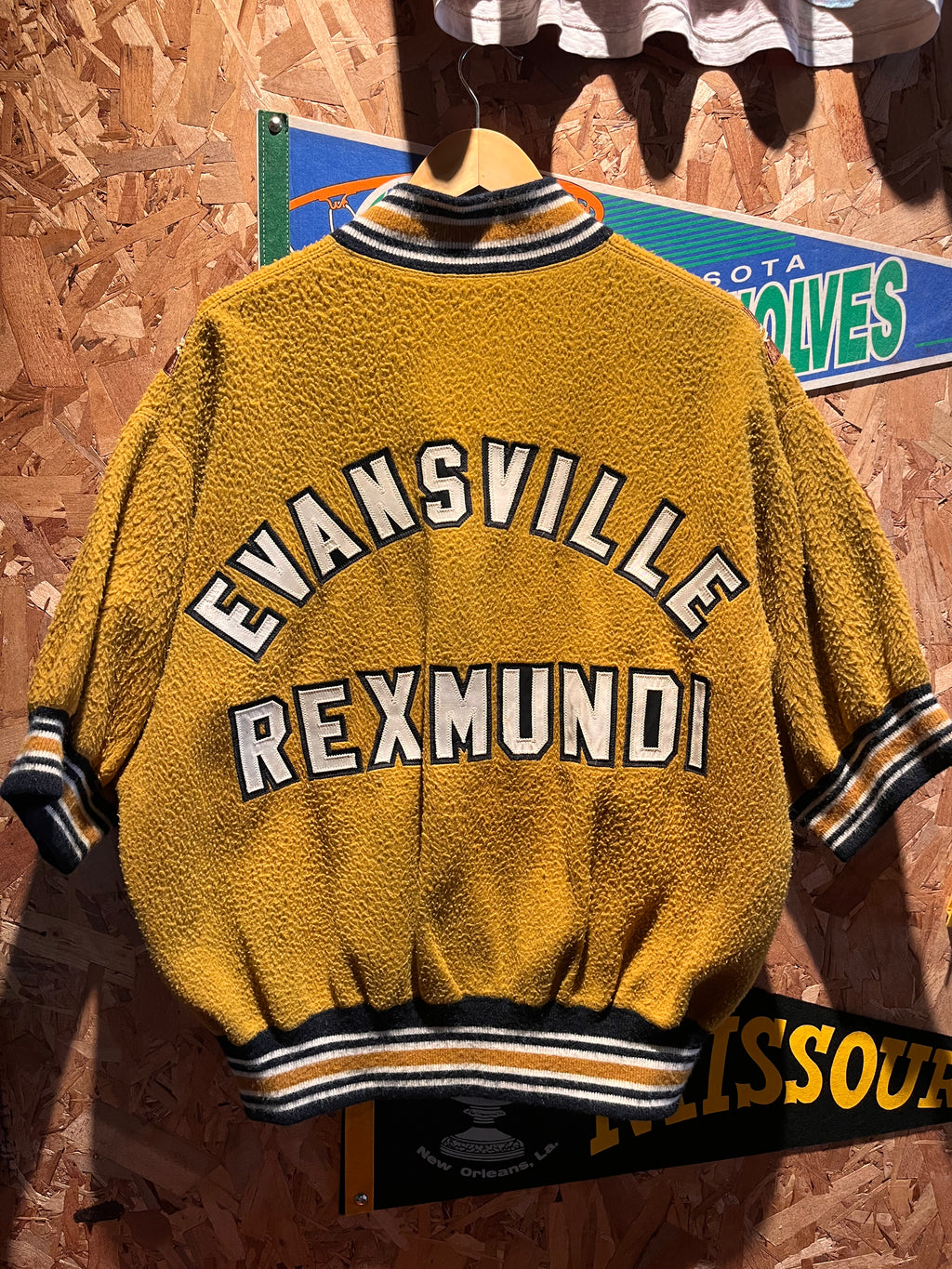 Vintage Rex Mundi Highschool Evansville, IN 60's Basketball Warmup Jacket Beards