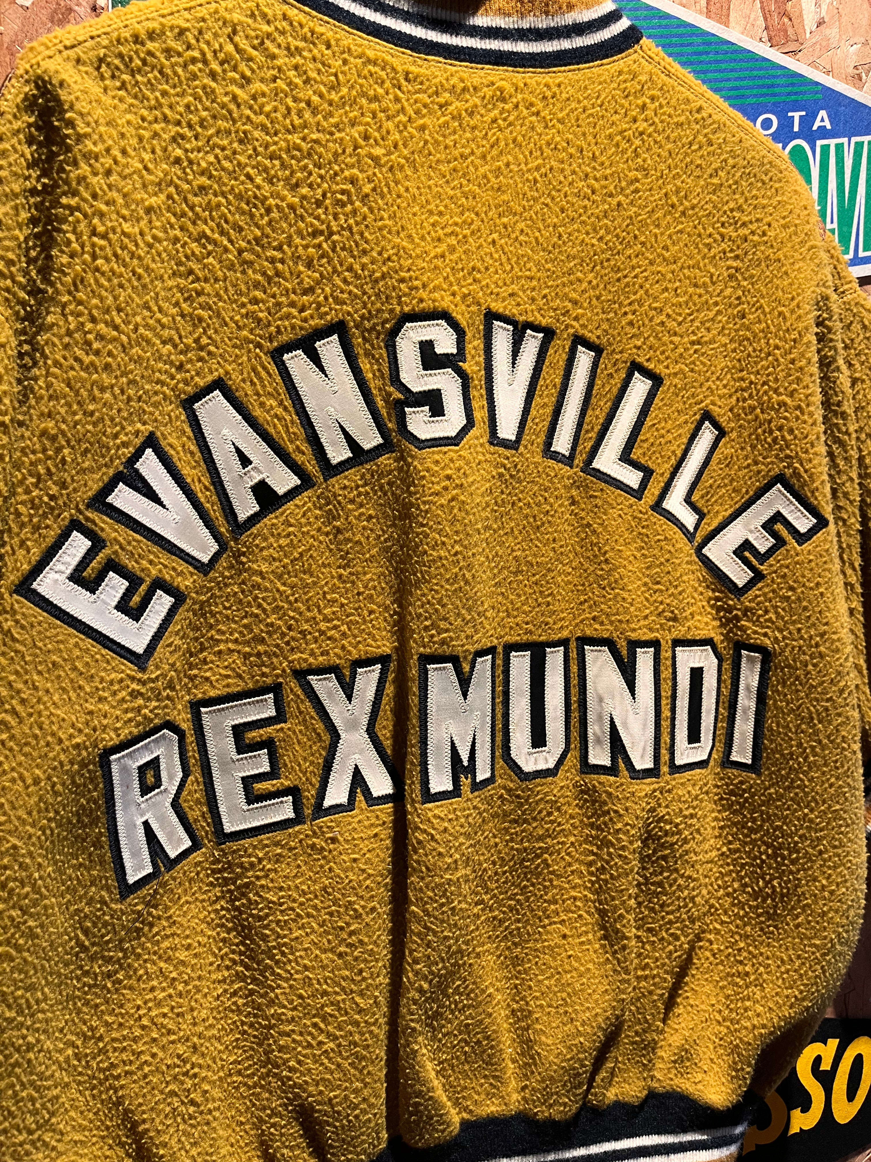 Vintage Rex Mundi Highschool Evansville, IN 60's Basketball Warmup Jacket Beards