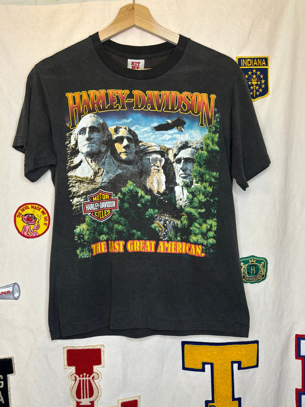 Vintage Harley-Davidson The Last great American HIT ME Mount Rushmore T-shirt: M