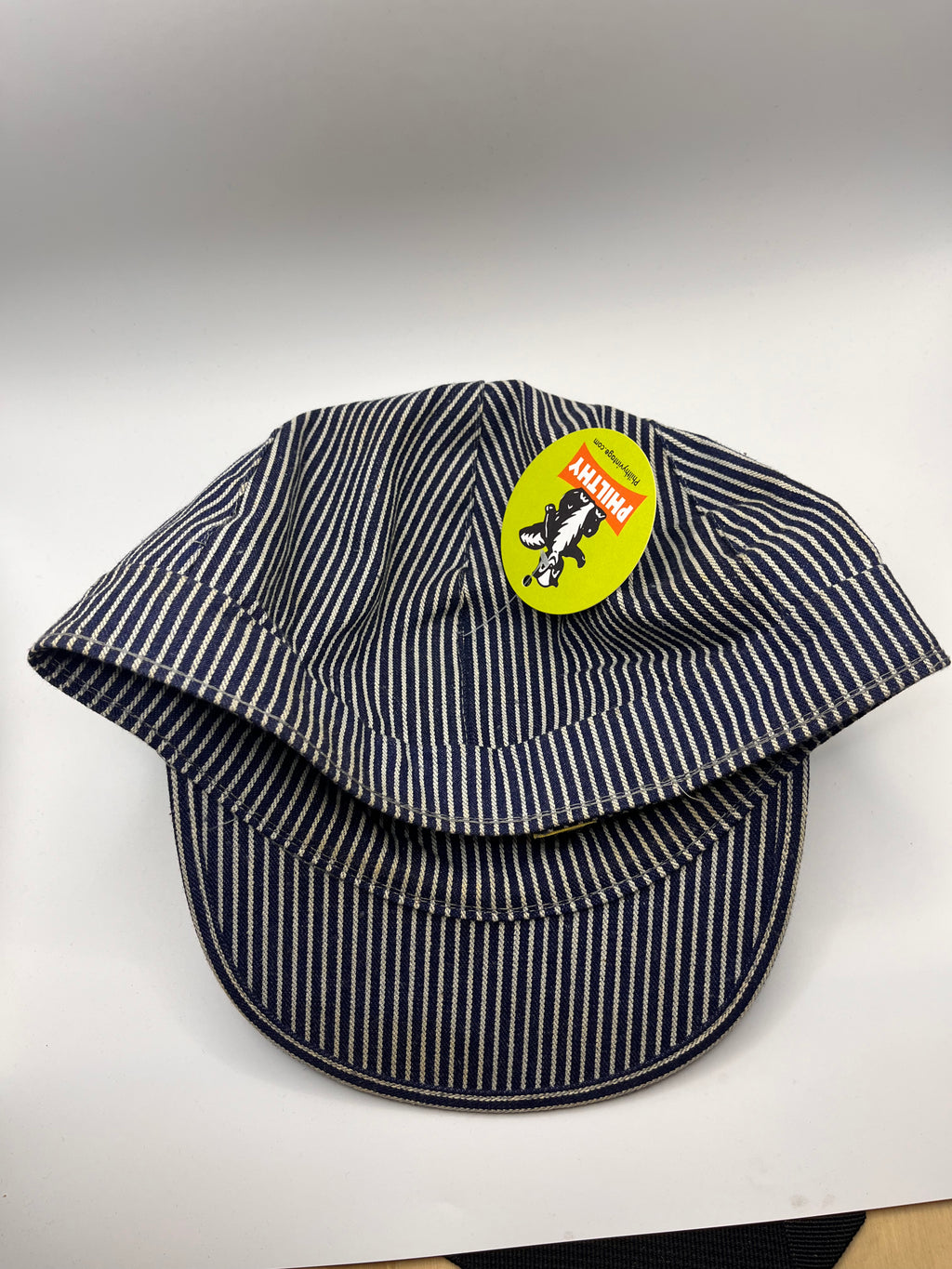 Vtg BIG MAC Penneys 60's Union Made Hickory Stripe 6 Panel Balloon Top Engineer Hat: 7 1/4