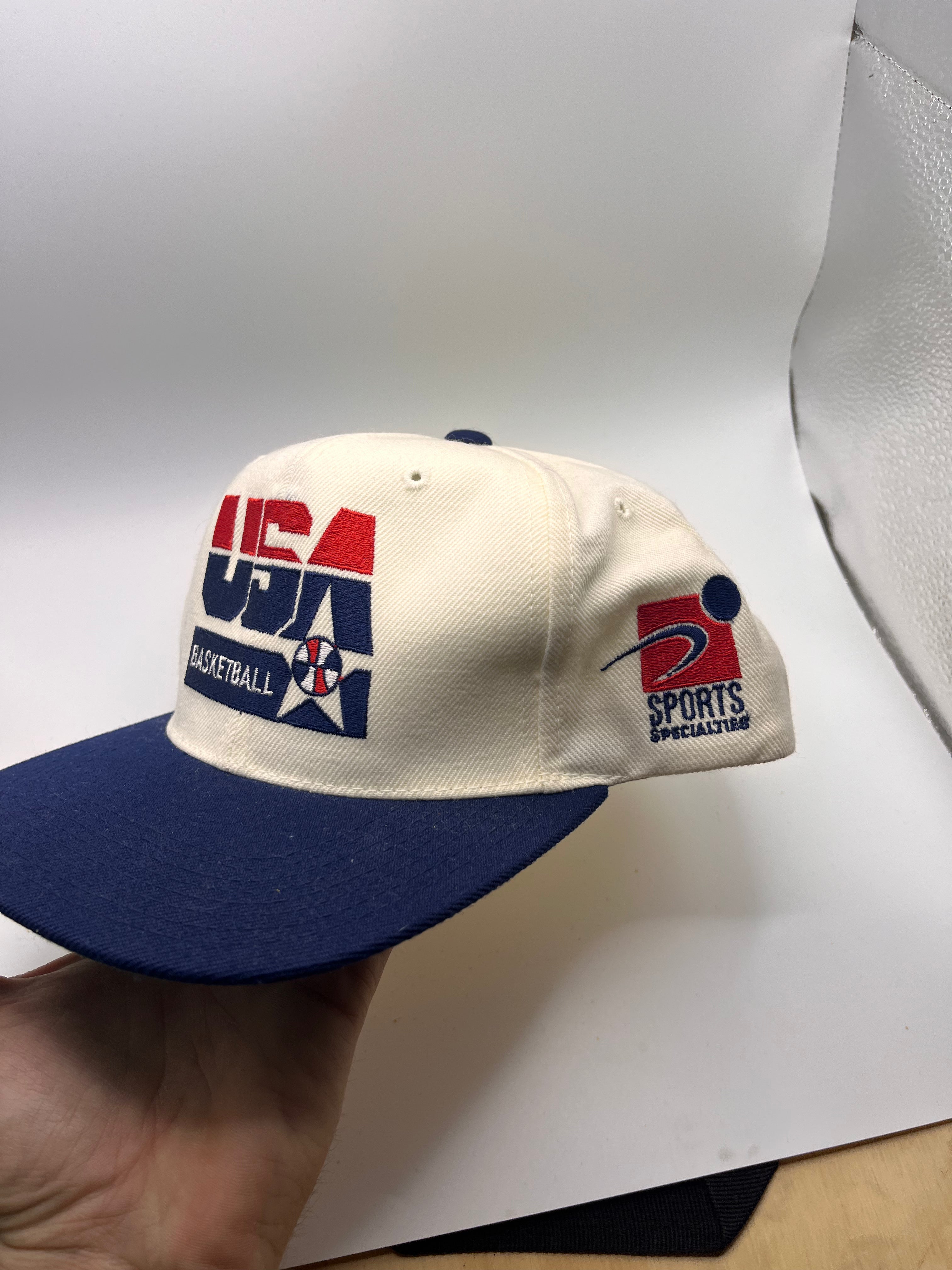 Vintage USA Basketball Olympics Sports Specialties Snapback Hat Signed by Vlade Divac