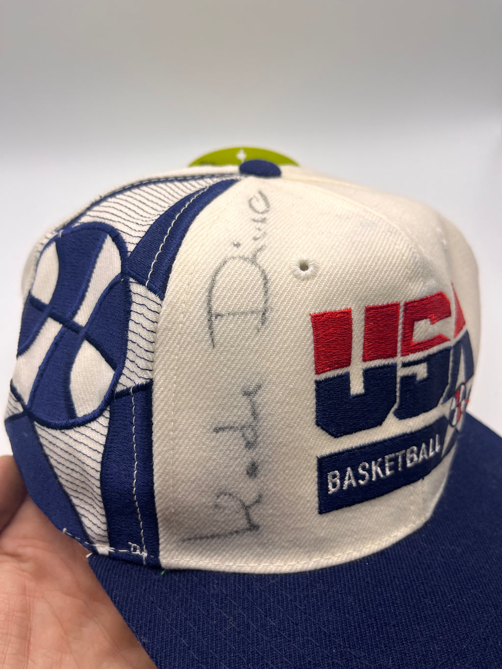 Vintage USA Basketball Olympics Sports Specialties Snapback Hat Signed by Vlade Divac
