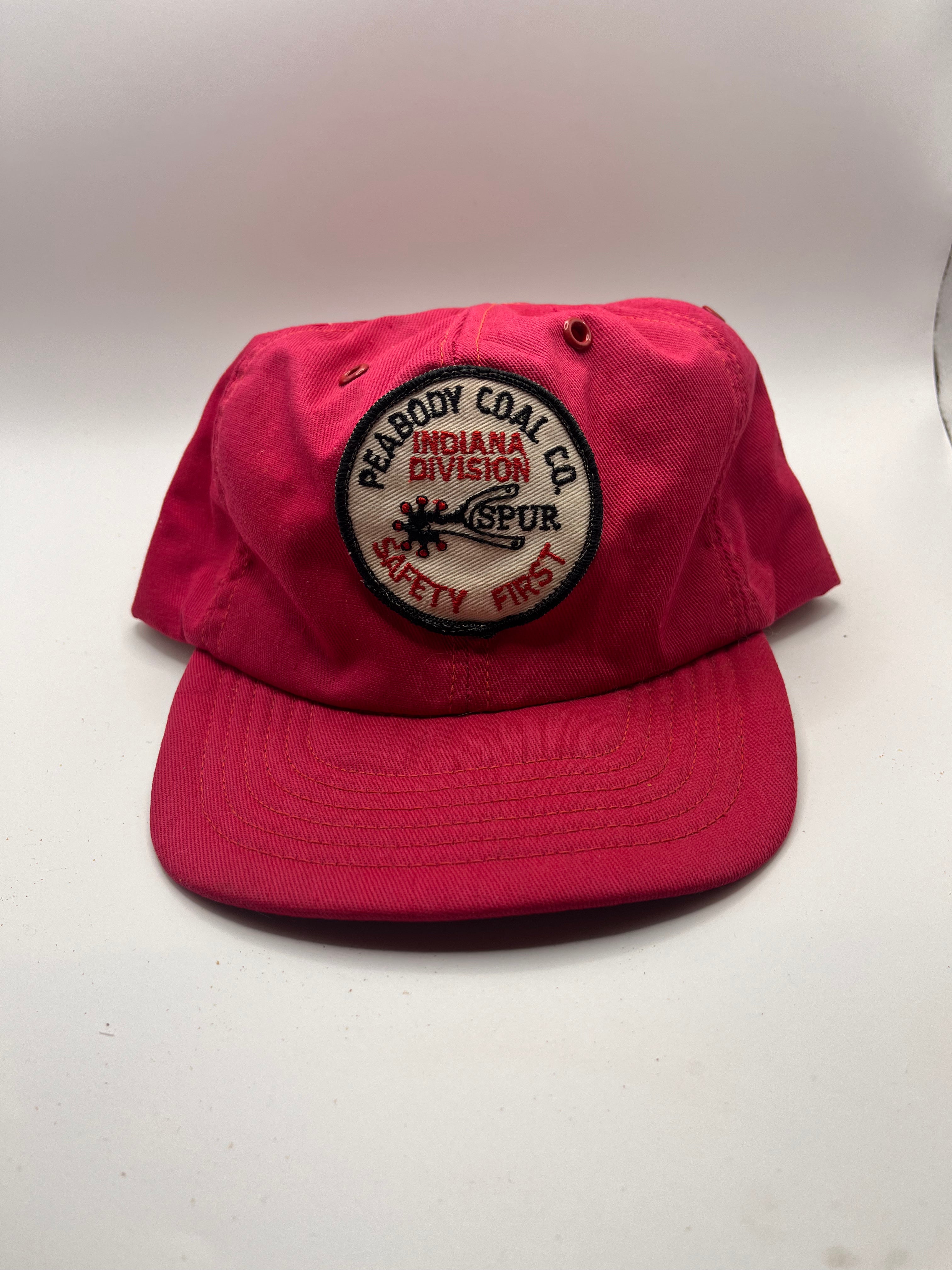 Vintage Peabody Coal Co. Safety First Spur Red Indiana Patch Snapback Hat