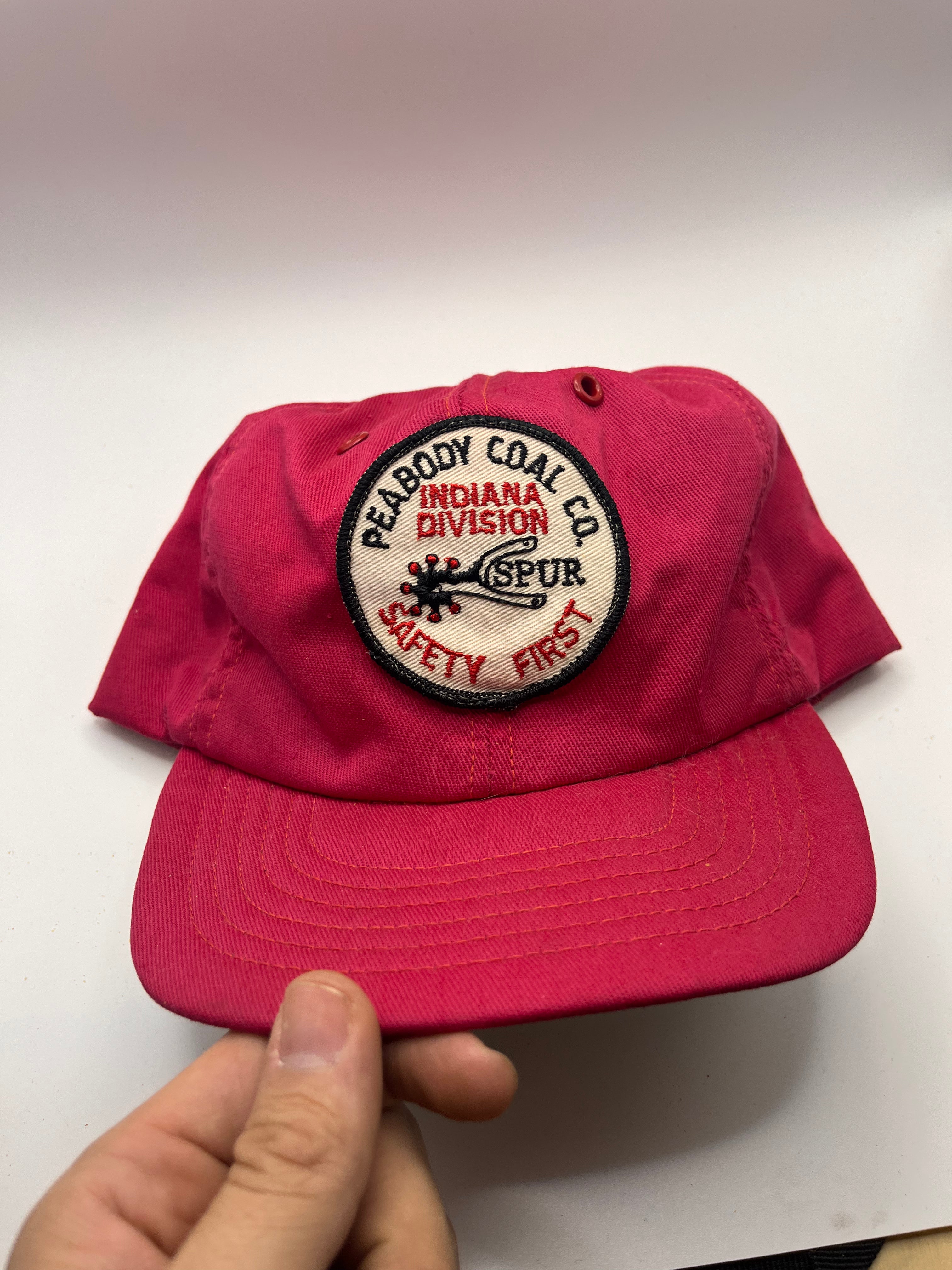 Vintage Peabody Coal Co. Safety First Spur Red Indiana Patch Snapback Hat