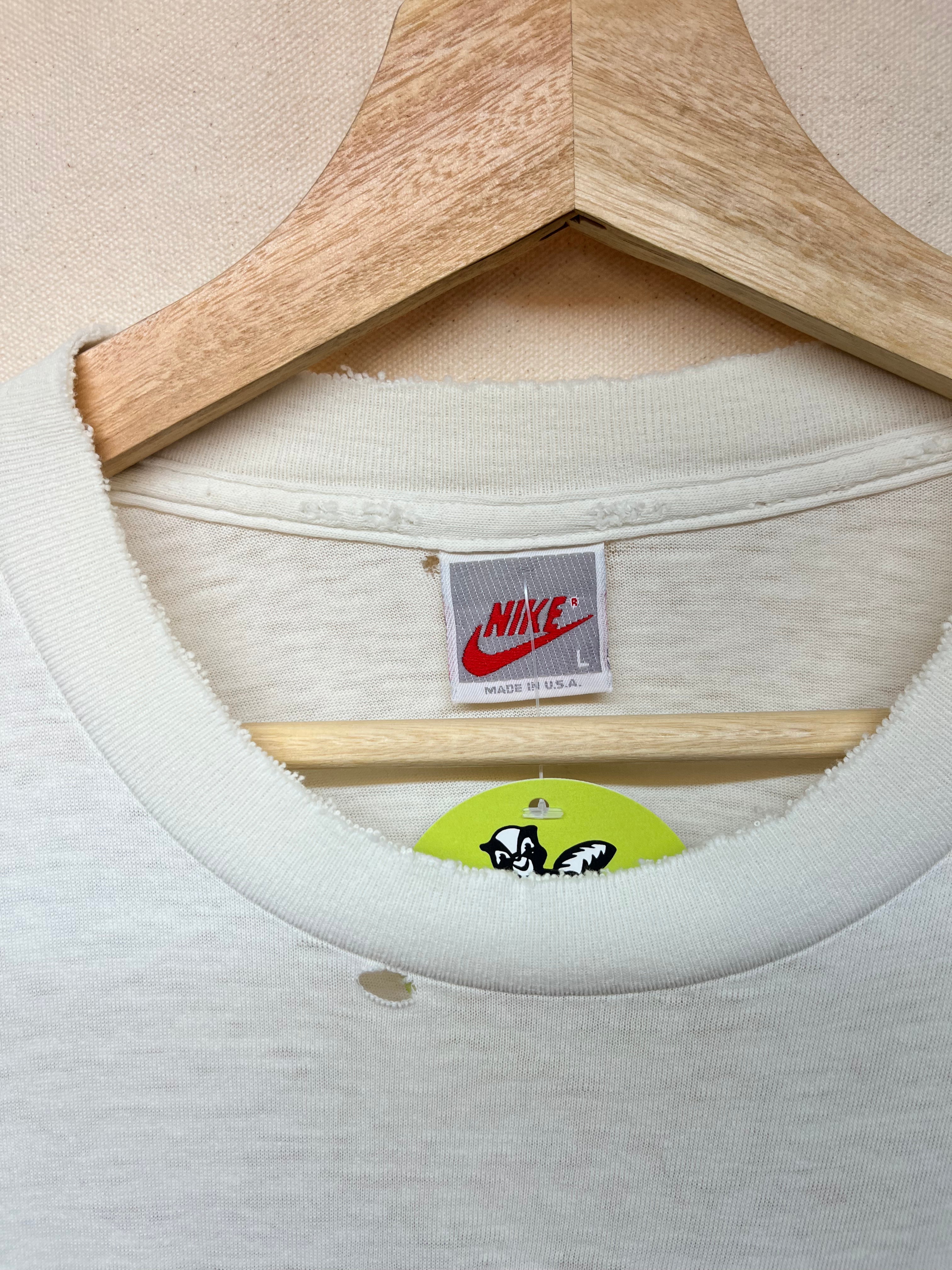 Vintage Nike Just Do It Porky Pig Space Jam 1993 Distressed White T-Shirt: Large