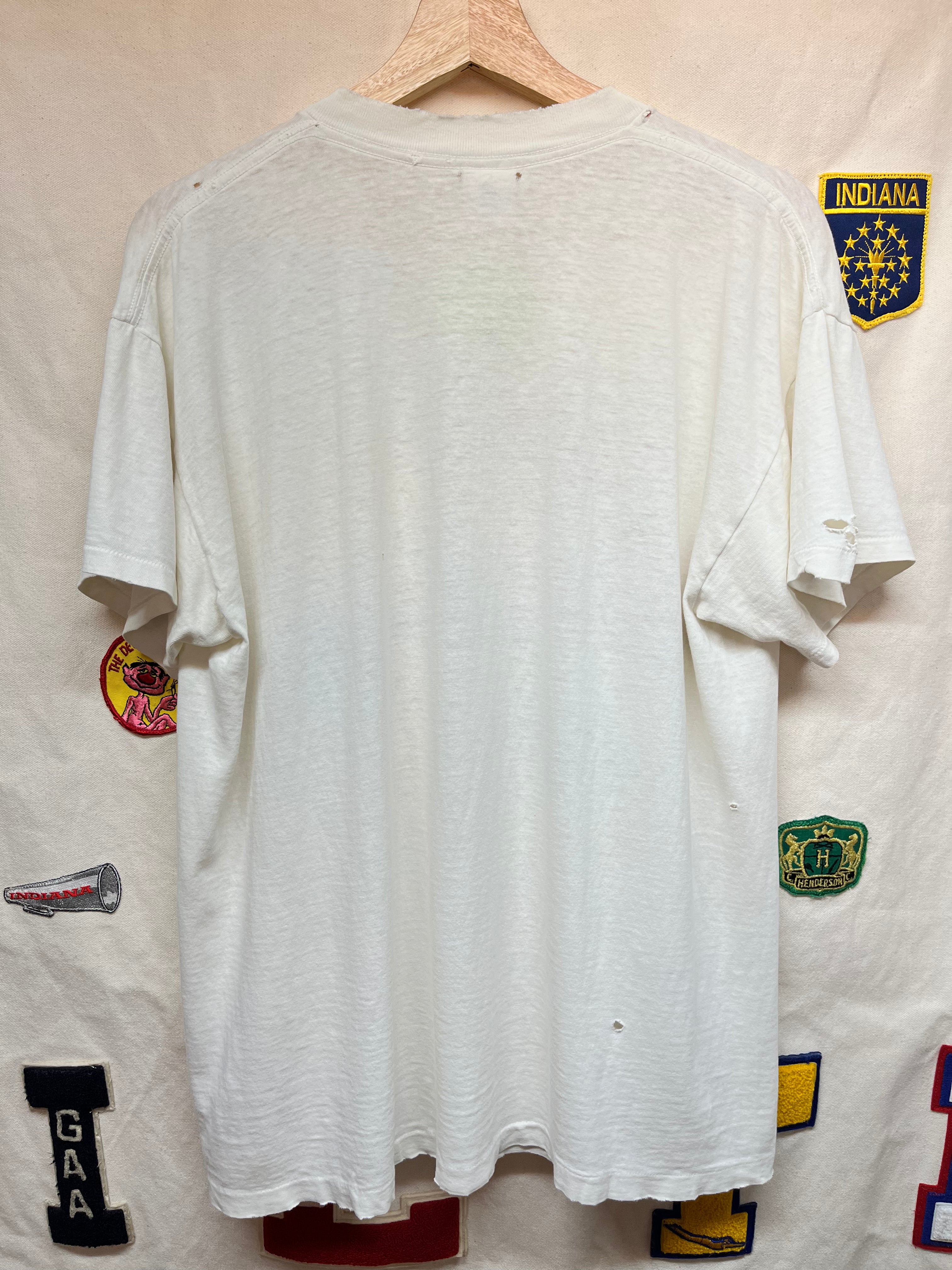 Vintage Nike Just Do It Porky Pig Space Jam 1993 Distressed White T-Shirt: Large