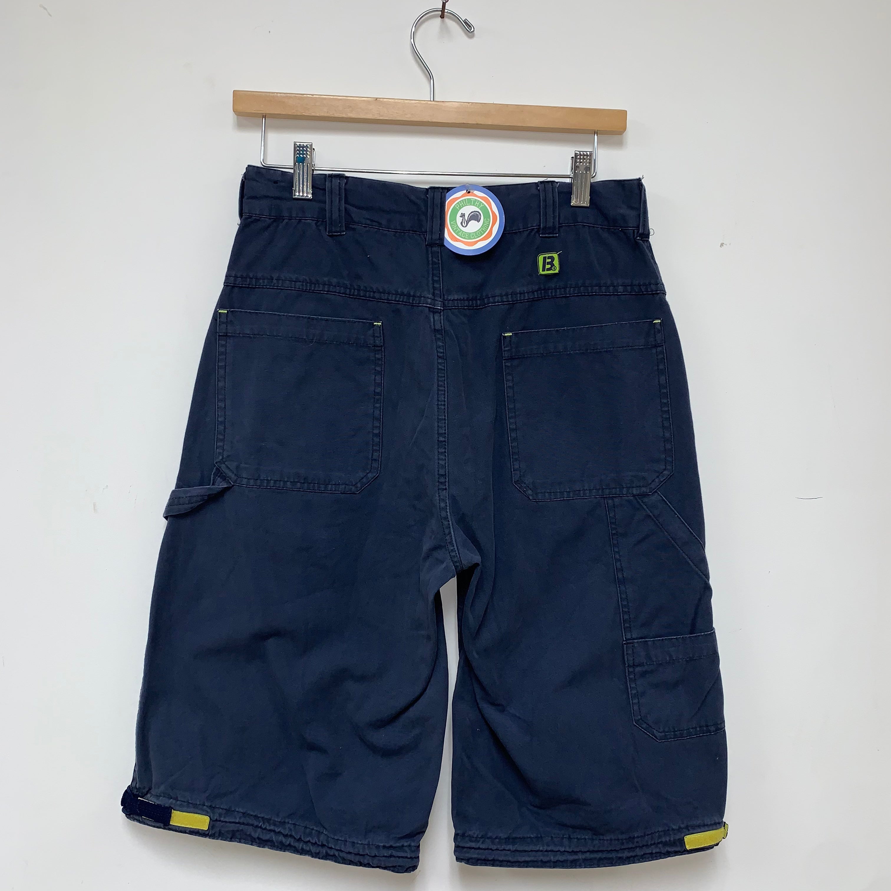Vintage Bugle Boy Navy Blue Y2K Cargo Shorts: 29"