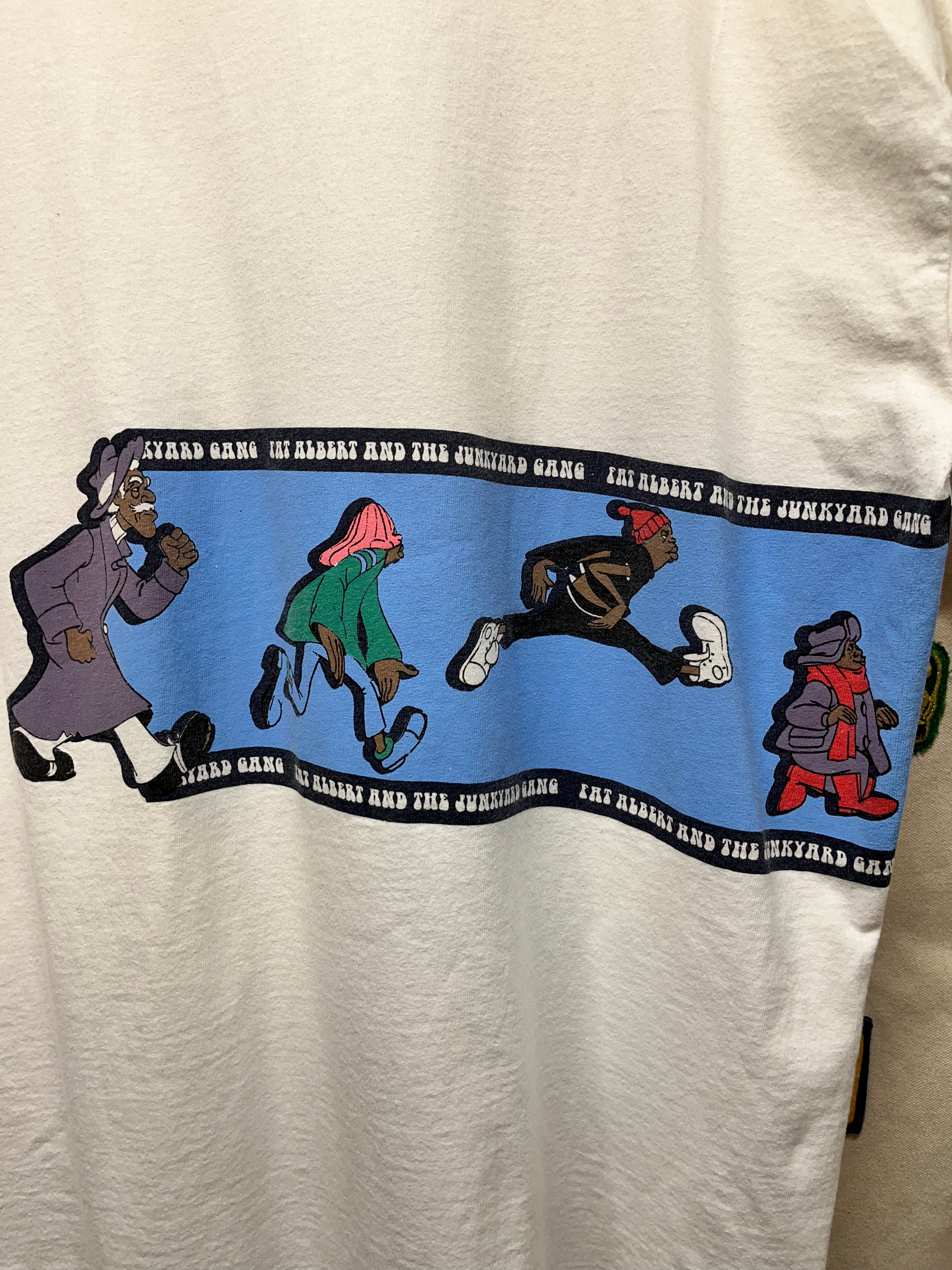 Vintage Fat Albert and the Junkyard Gang Wrap Around Scene Wrap Herd T-Shirt: XXL