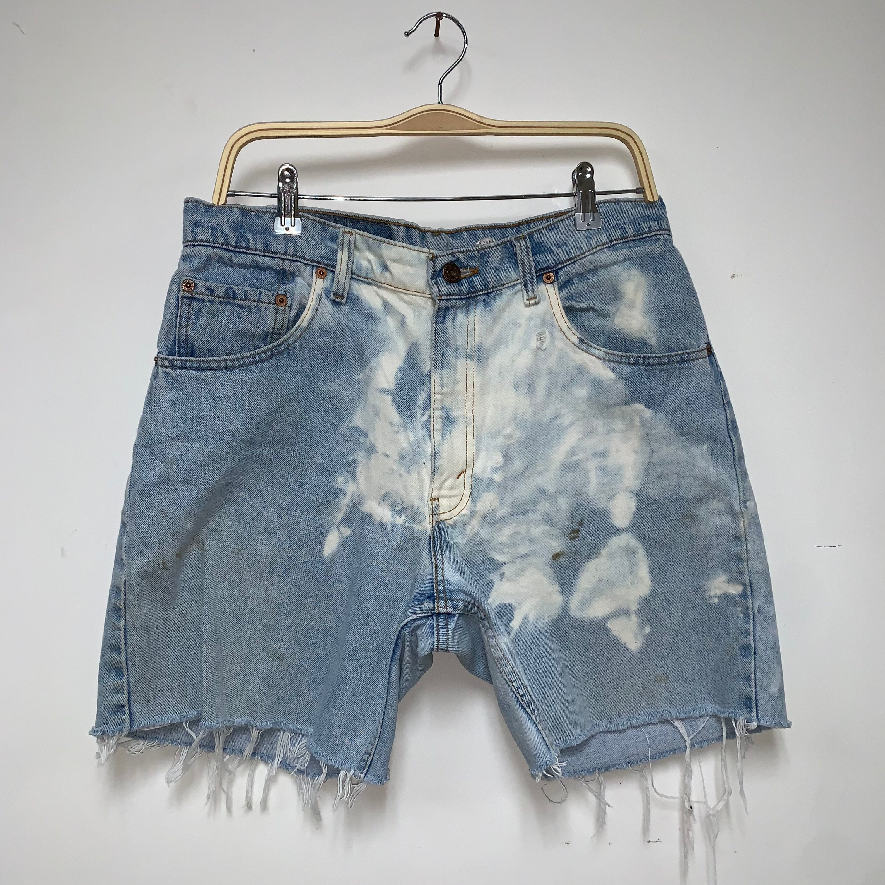 Vintage Levi's Cut off Jean Shorts Distressed Bleached Denim: 34"