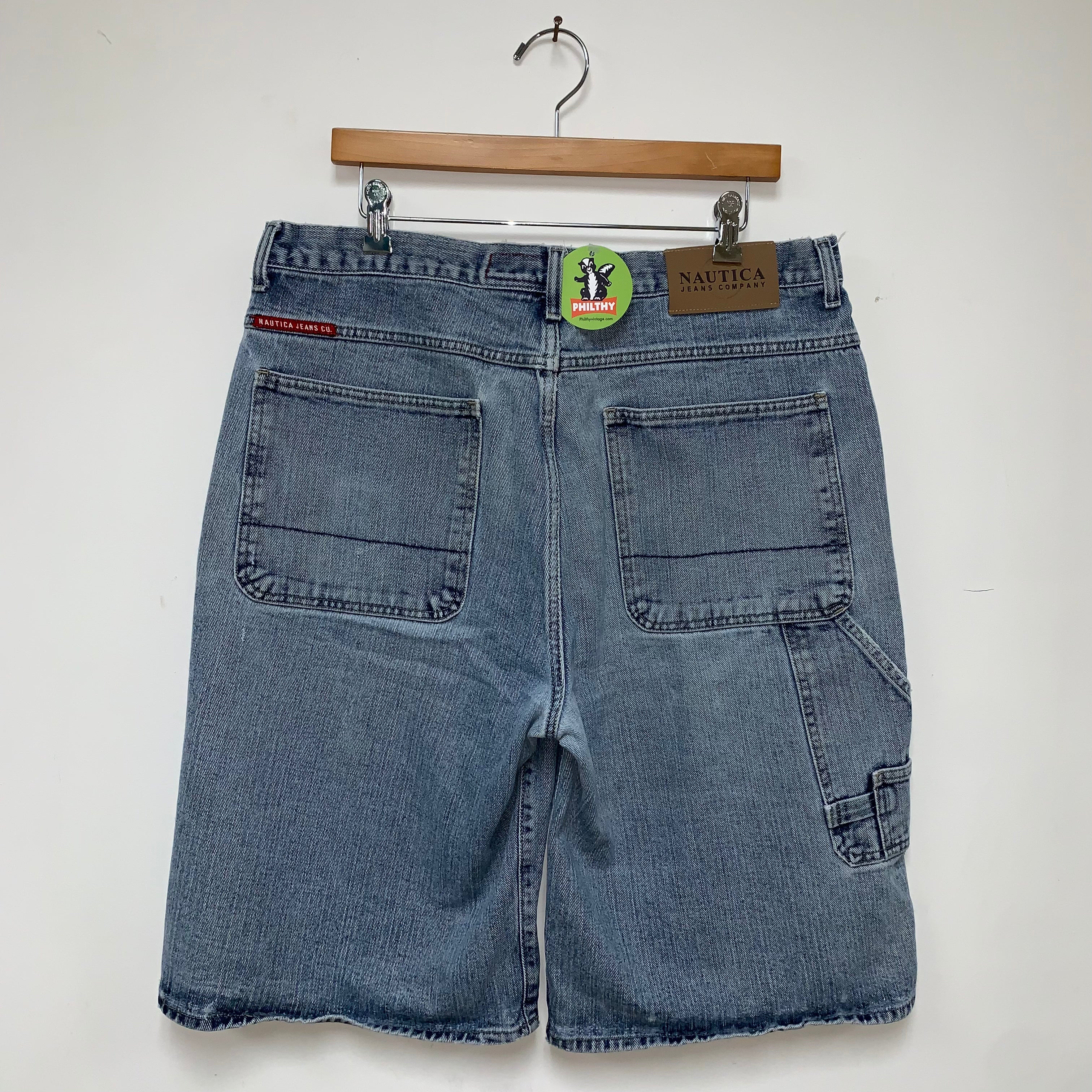 Vintage Nautica Baggy Denim Jean Shorts: 36"