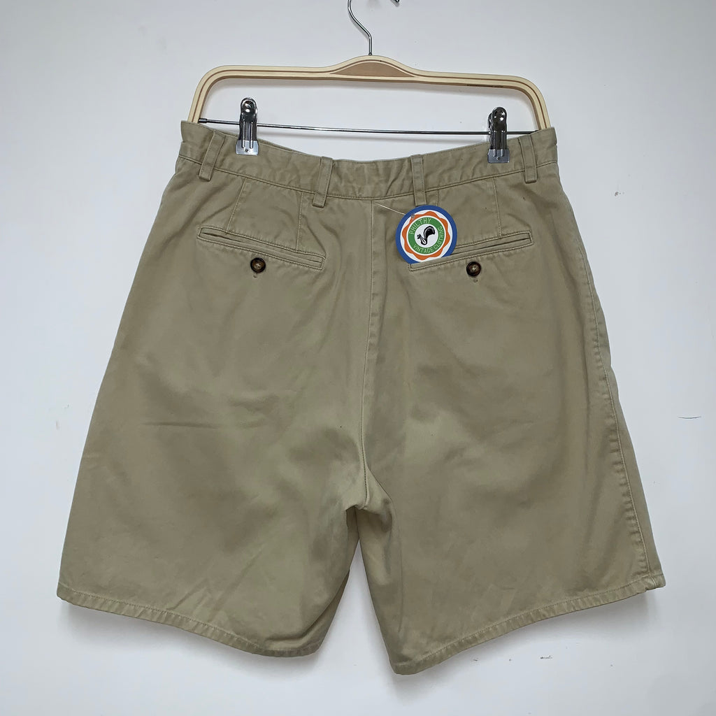 Vintage Gap Khaki Pleated Cotton Shorts: 31"