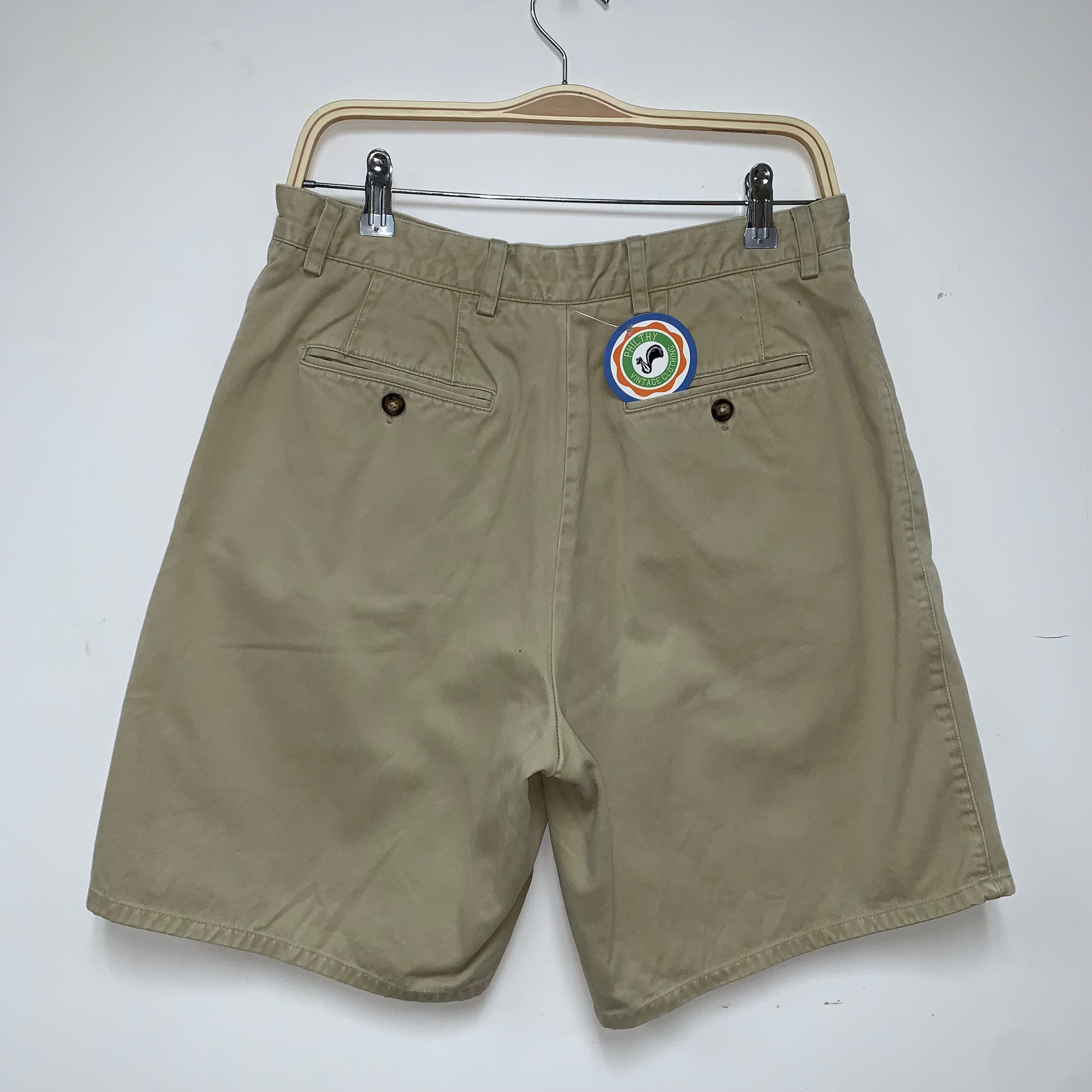 Vintage Gap Khaki Pleated Cotton Shorts: 31"