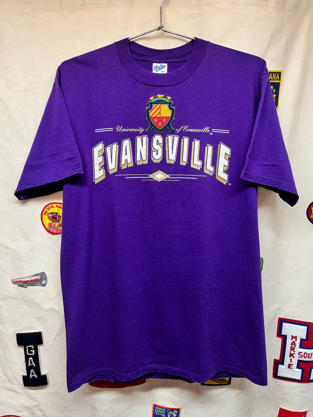 Vintage University of Evansville Purple Aces Indiana Velva Sheen T-Shirt: Large