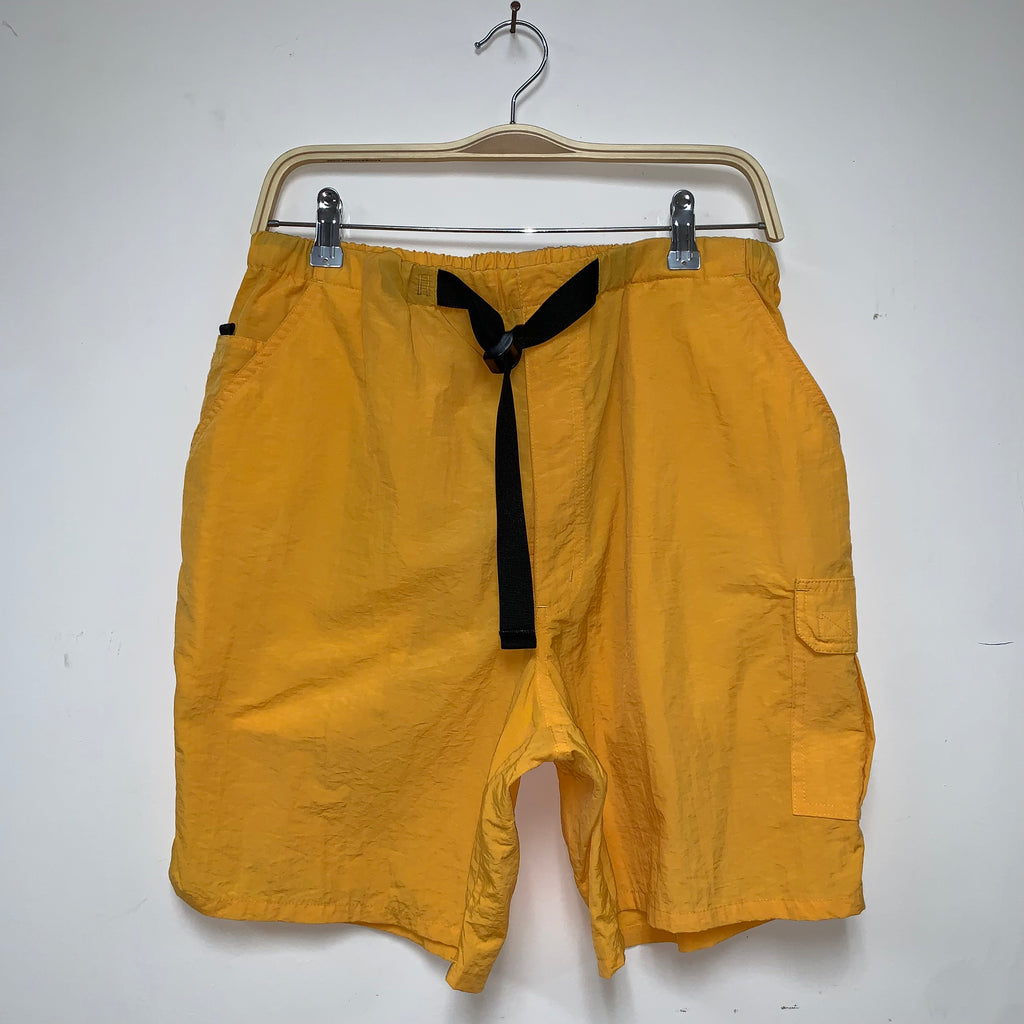 Vintage St. Johns Bay Yellow Belted Nylon Cargo Shorts: Medium