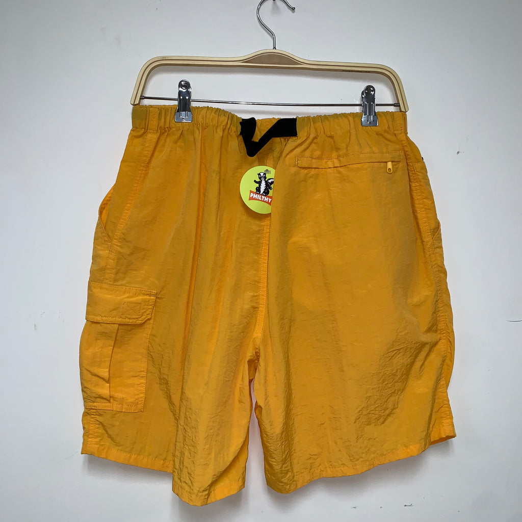 Vintage St. Johns Bay Yellow Belted Nylon Cargo Shorts: Medium