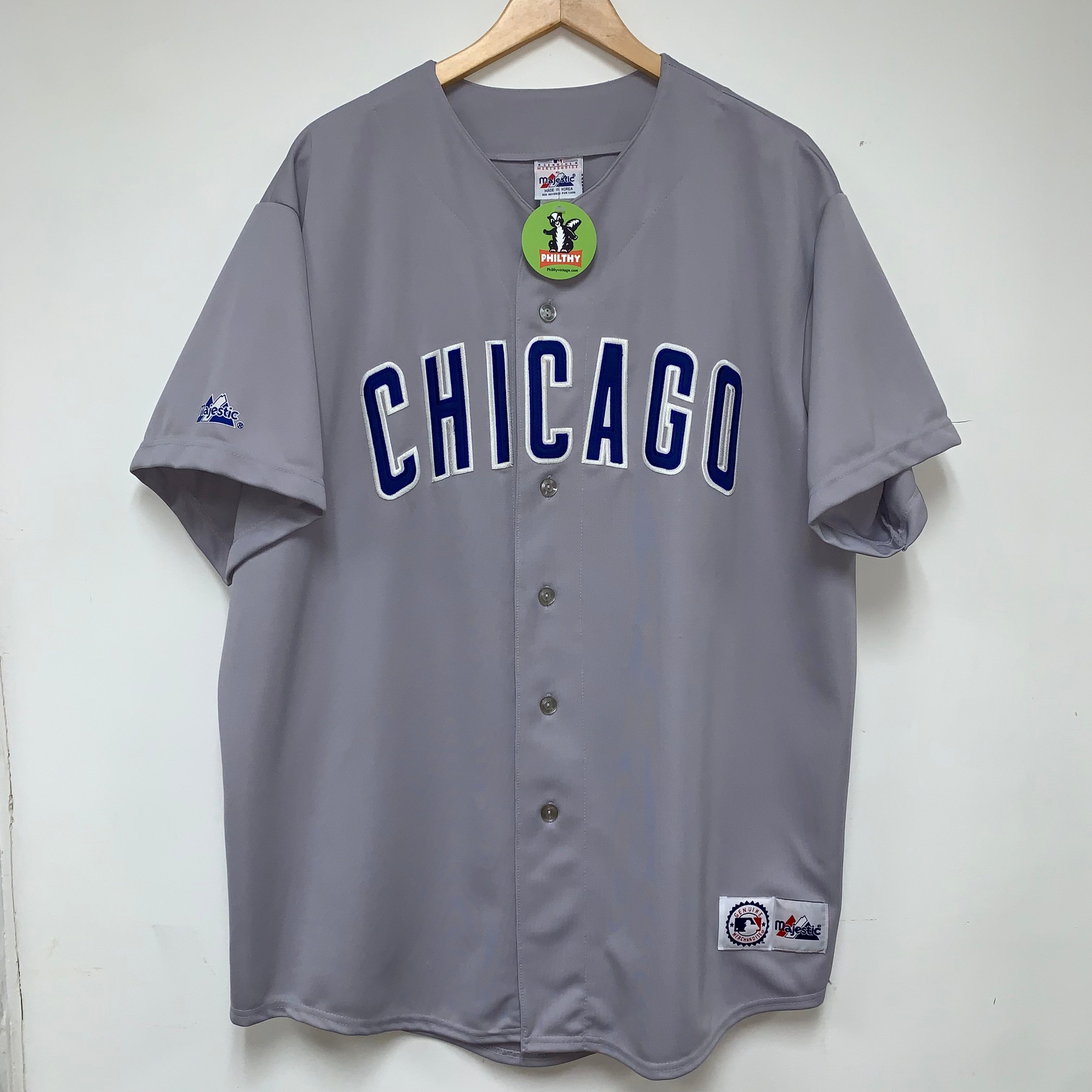 Vintage Chicago Cubs Majestic Grey MLB Baseball Jersey: XXL