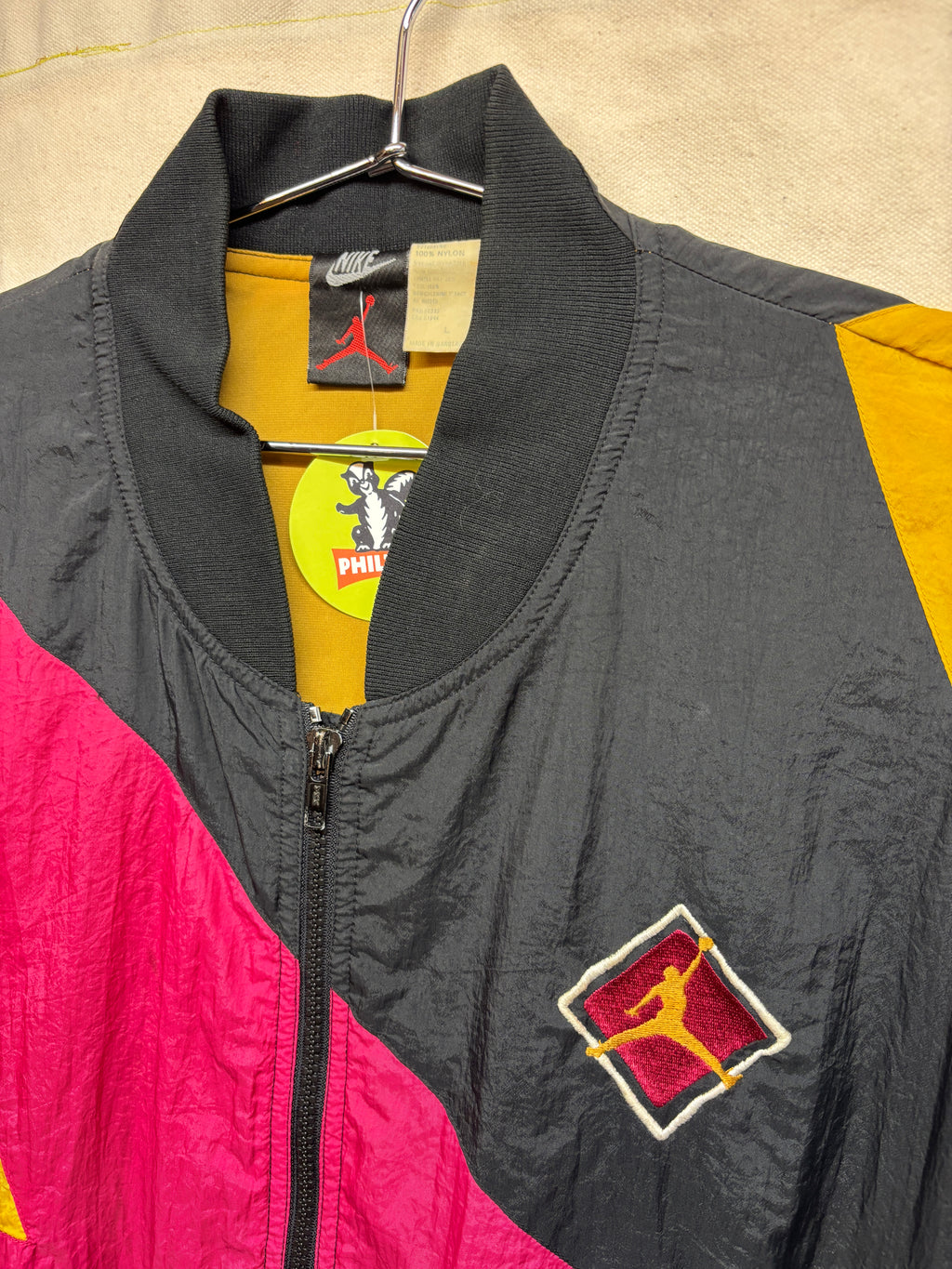 Vtg Nike Air Jordan 7 Zip 90's Black Red Windbreaker Jacket: Large