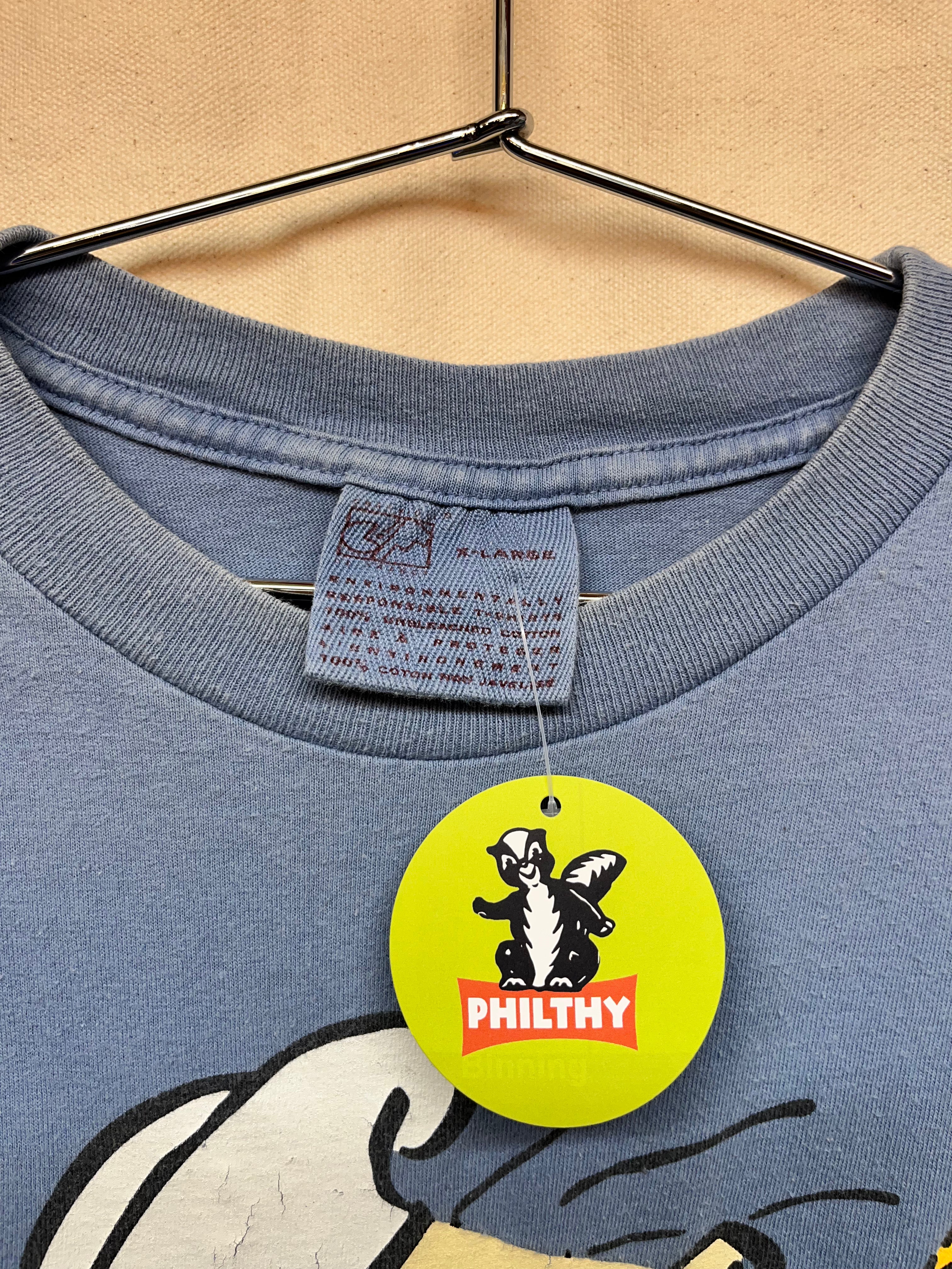 Vintage Popeye Sailor TV Show Big Face Graphique De France Blue T-Shirt: XL